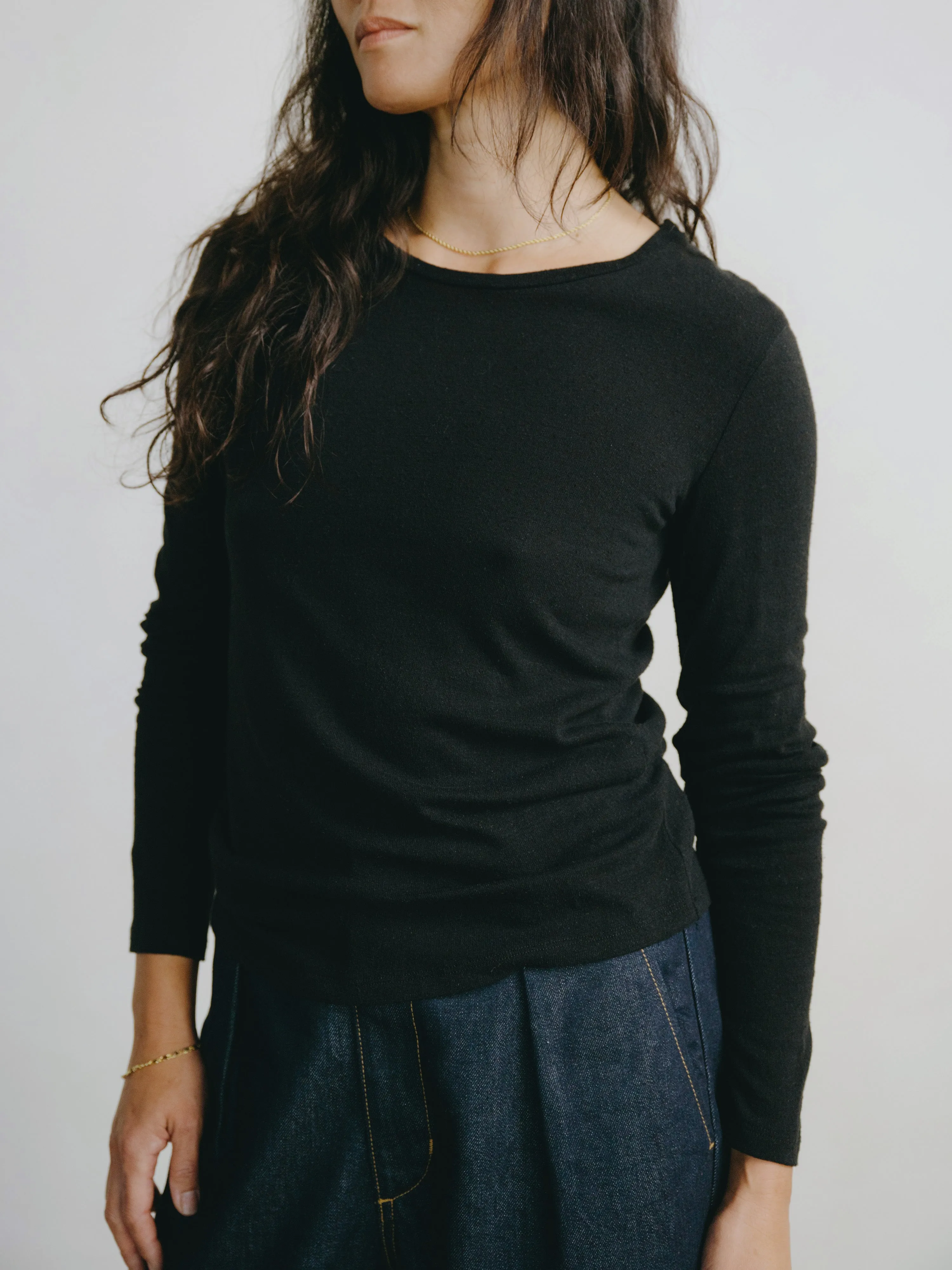 Classic Long Sleeve, Regen Silk Noil Jersey, Black sold by Ozma product image thumbnail 4