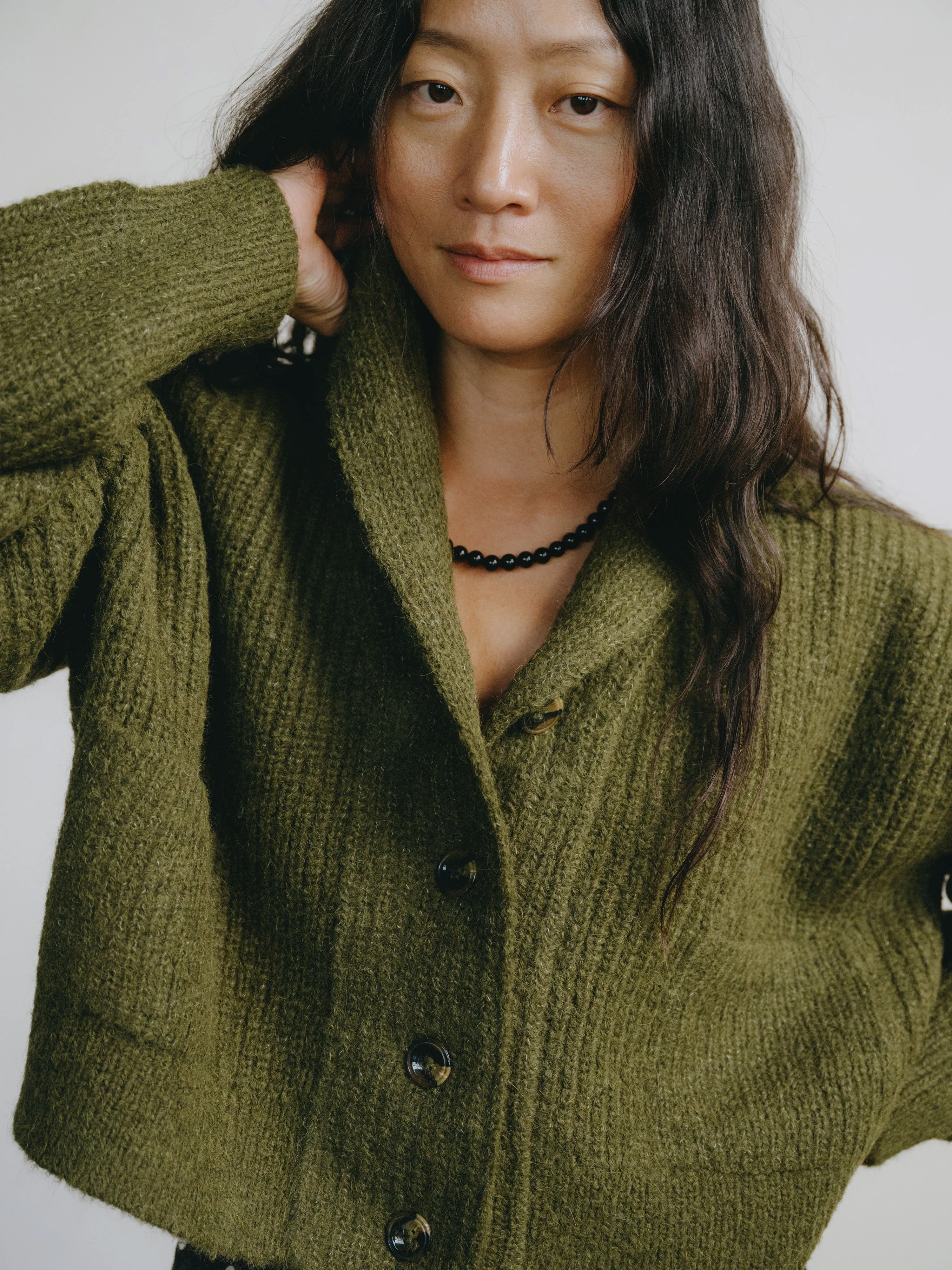 Sloan Cardigan, Alpaca Blend, Olive sold by Ozma product image thumbnail 2
