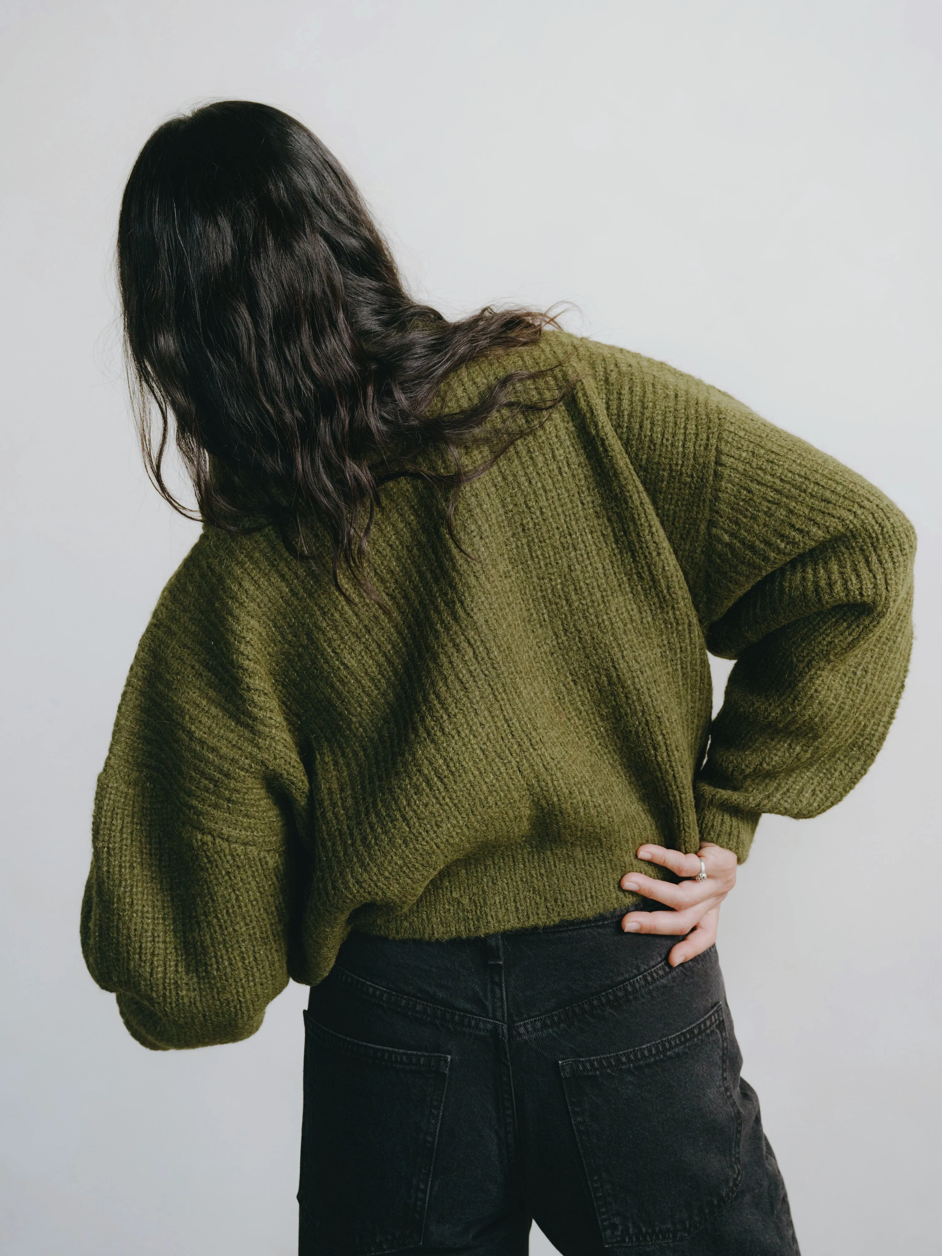 Sloan Cardigan, Alpaca Blend, Olive sold by Ozma product image thumbnail 3