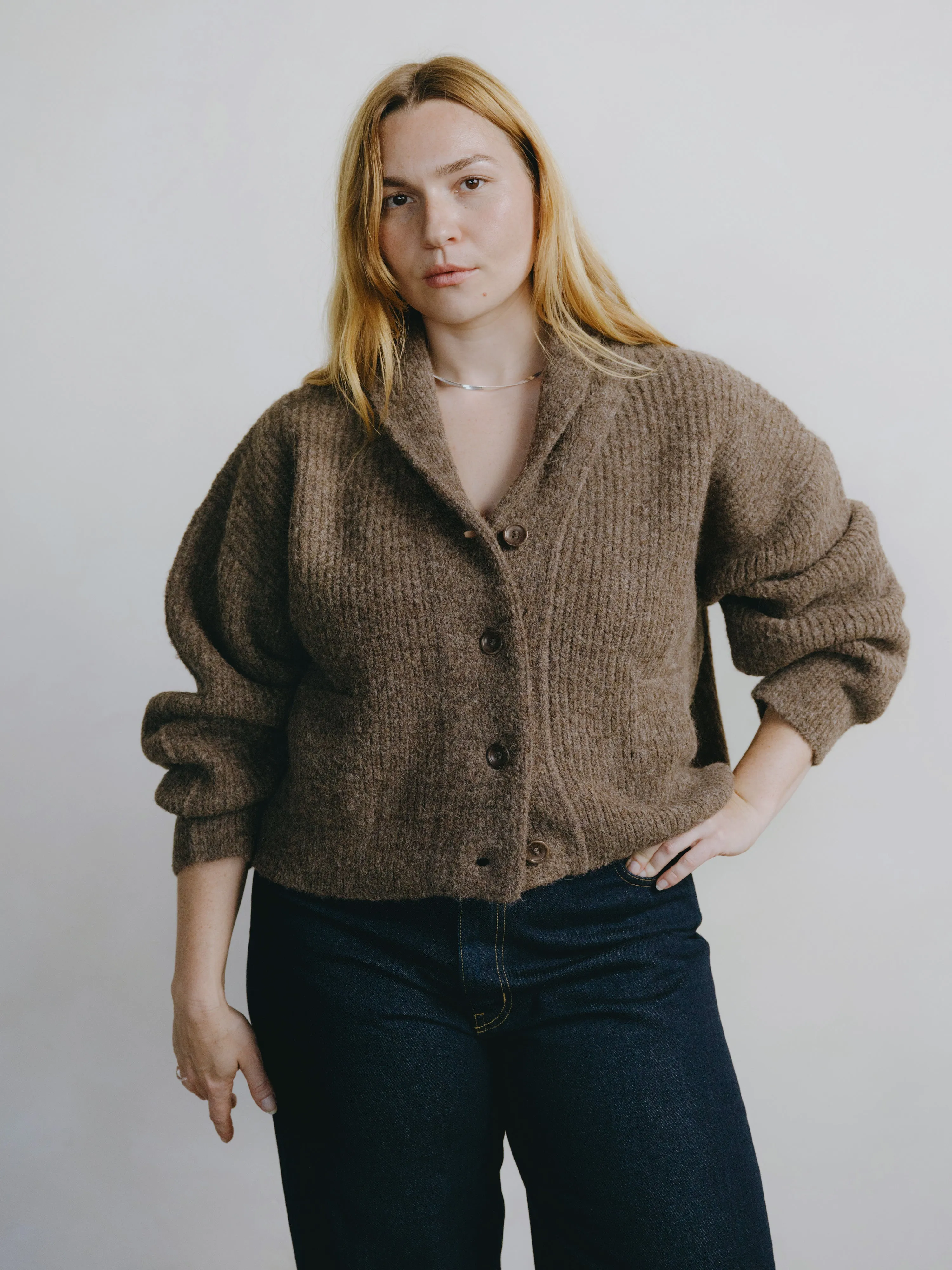 Sloan Cardigan, Alpaca Blend, Bark sold by Ozma product image thumbnail 5