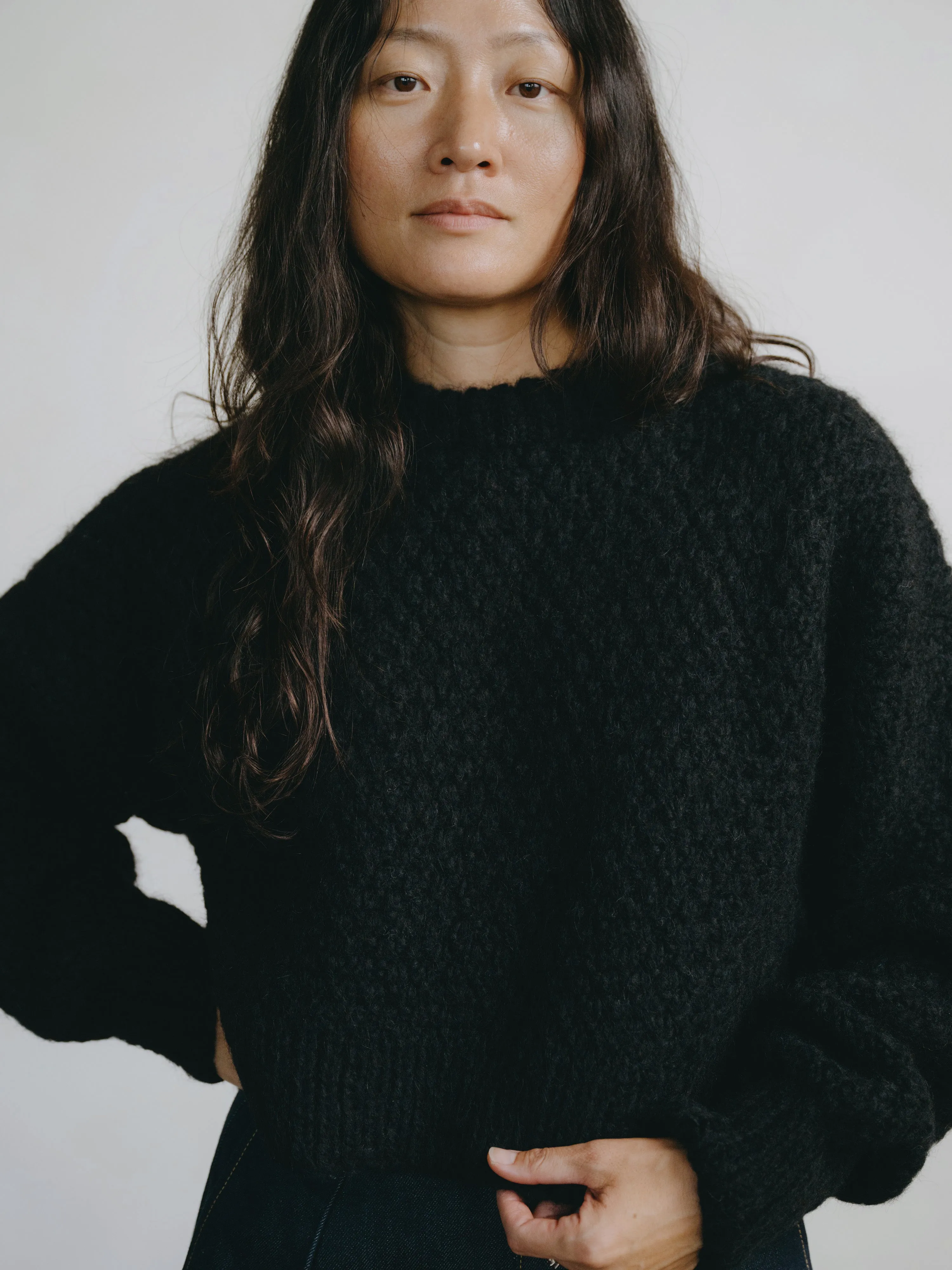 Gia Hand Knit Sweater, Alpaca Blend, Black sold by Ozma