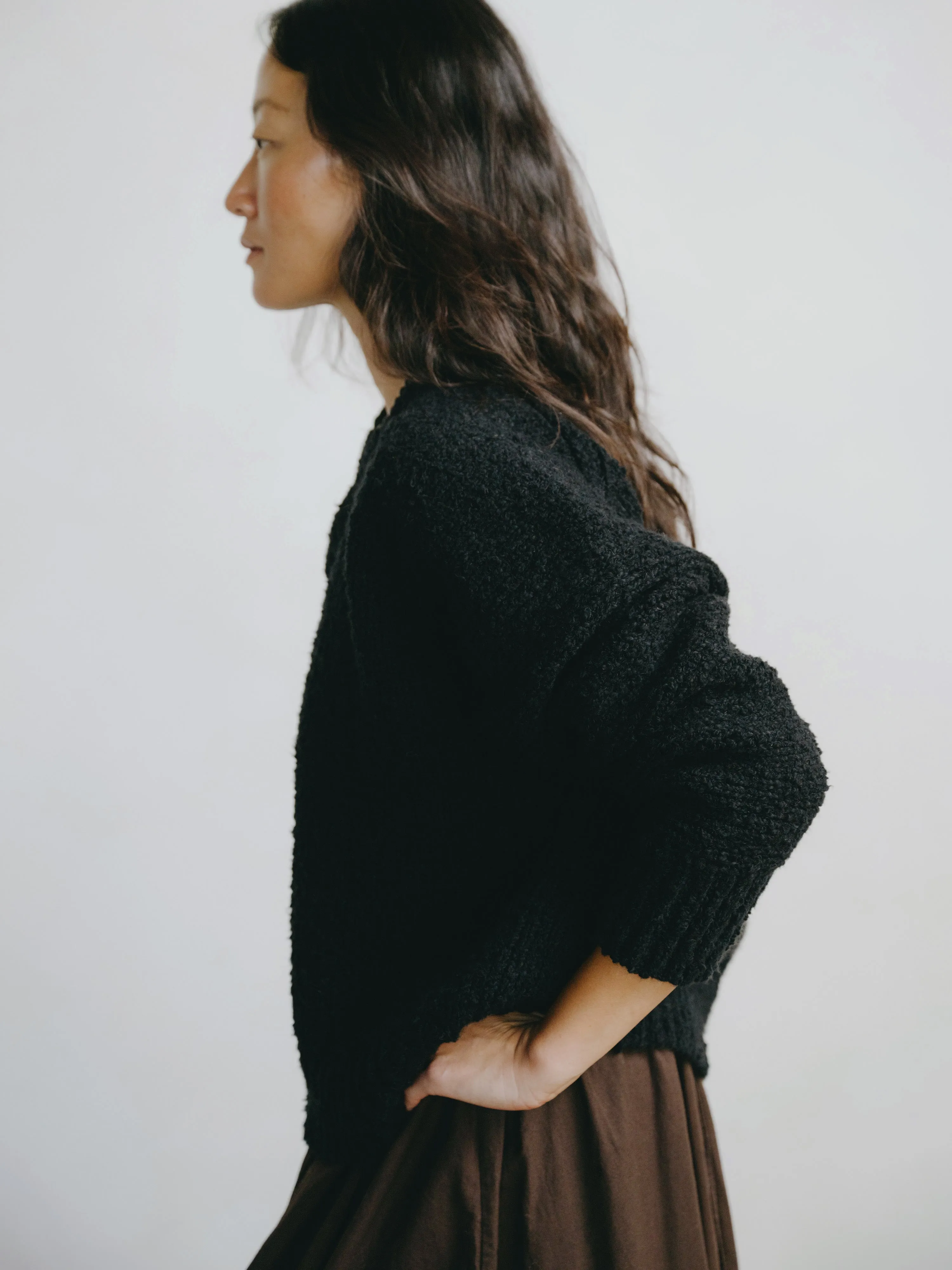 Dylan Sweater, Organic Cotton Bouclé, Black sold by Ozma product image thumbnail 3