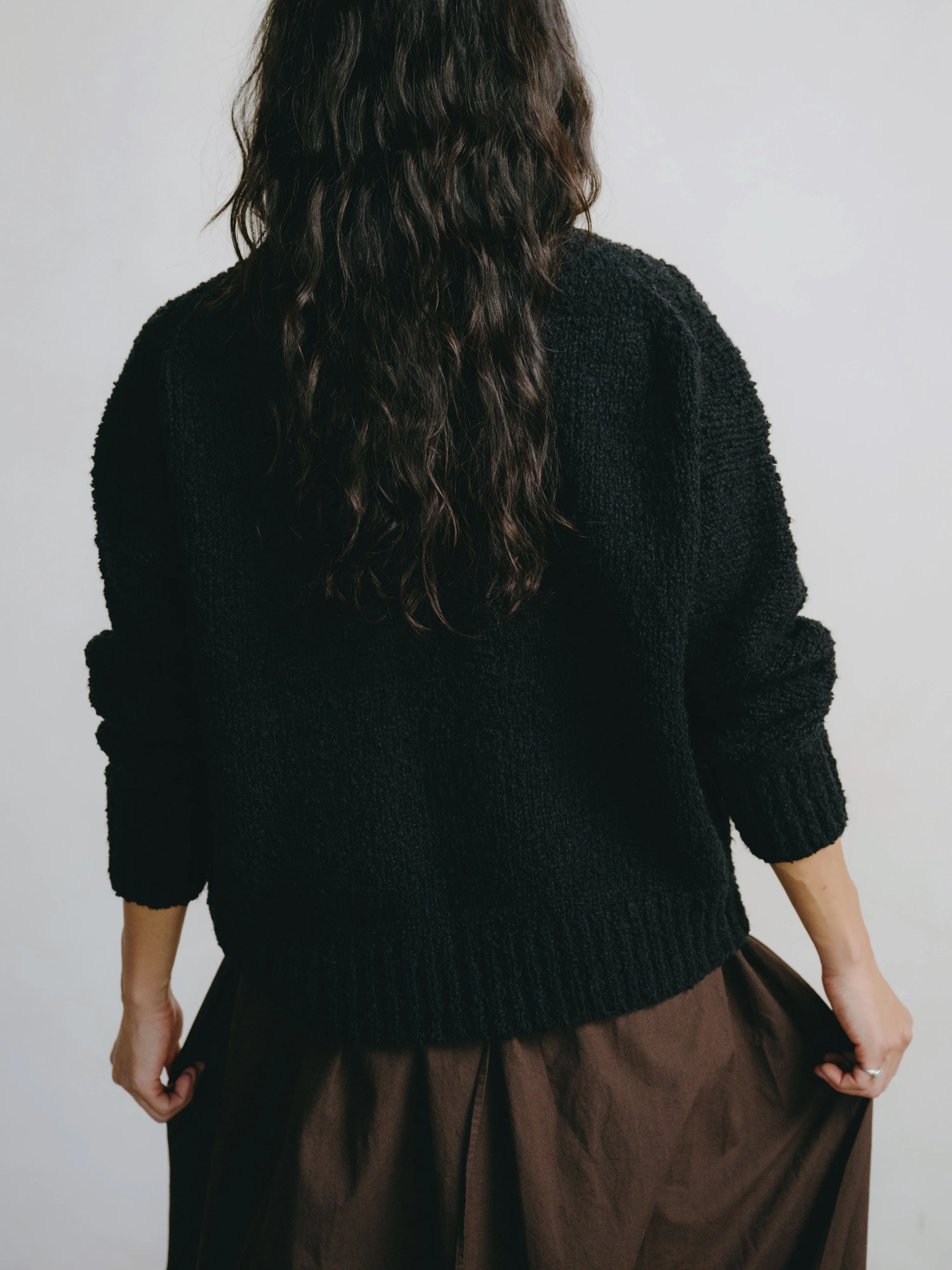 Dylan Sweater, Organic Cotton Bouclé, Black sold by Ozma product image thumbnail 4