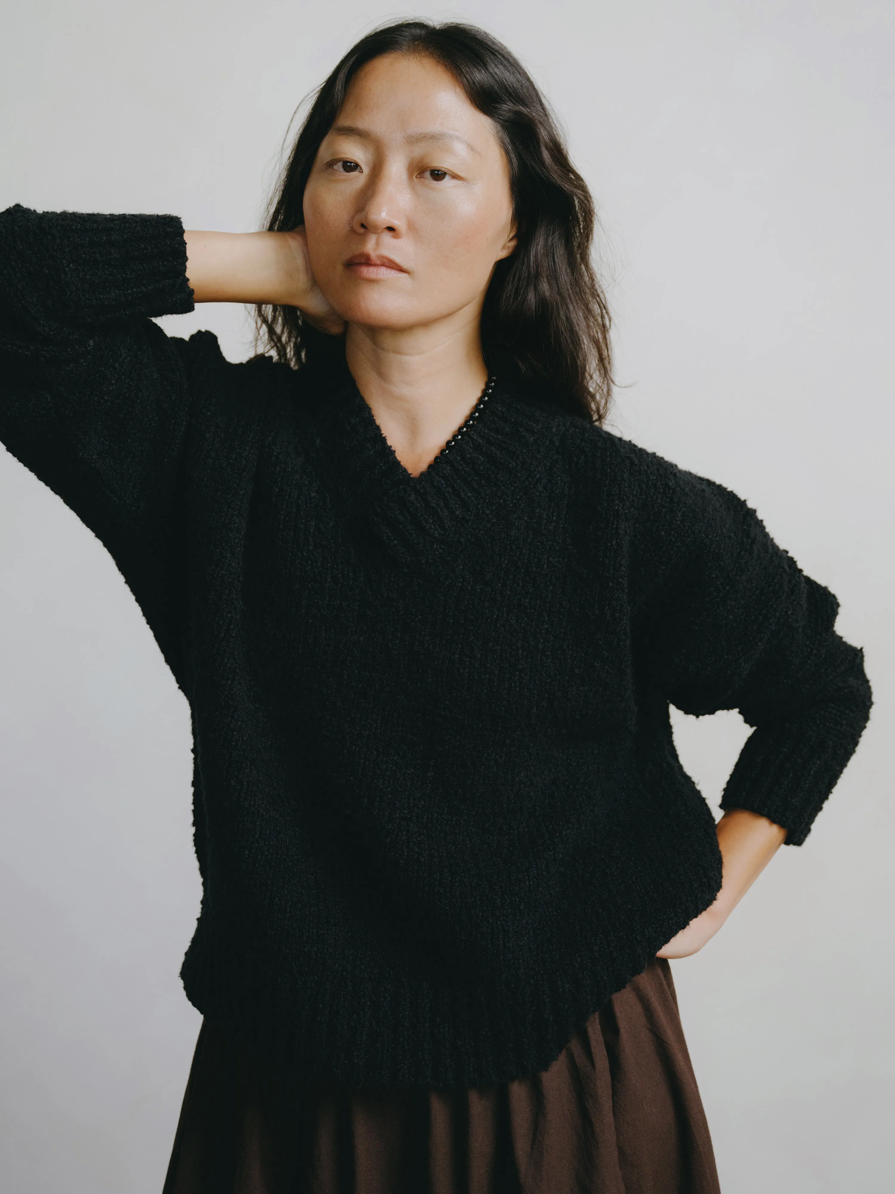 Dylan Sweater, Organic Cotton Bouclé, Black sold by Ozma product image thumbnail 2