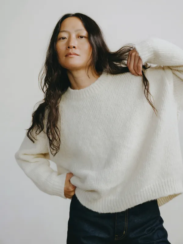 Chleo Crew, Alpaca Cotton, Cream sold by Ozma