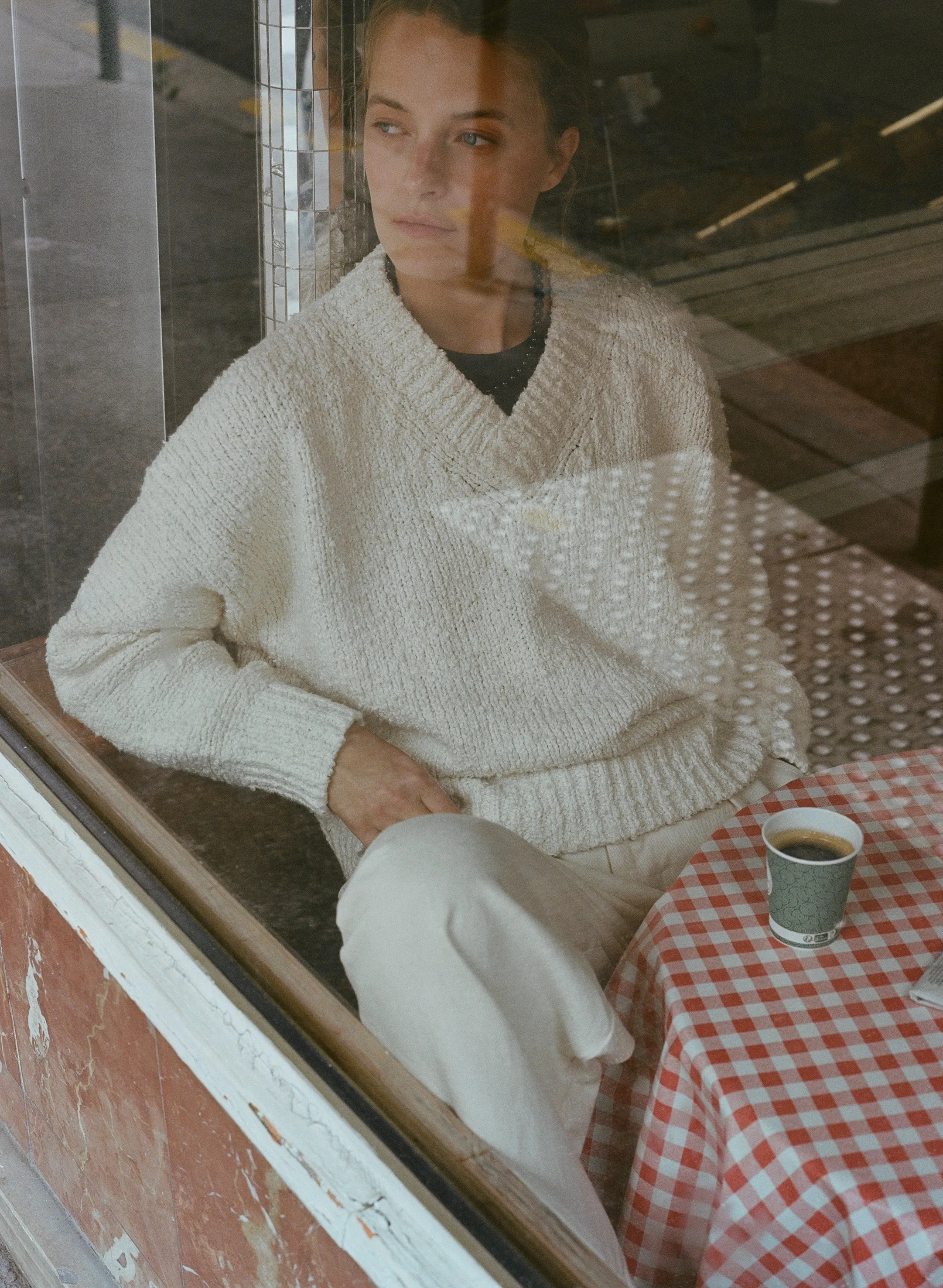 Dylan Sweater, Organic Cotton Bouclé, Ecru sold by Ozma product image thumbnail 2