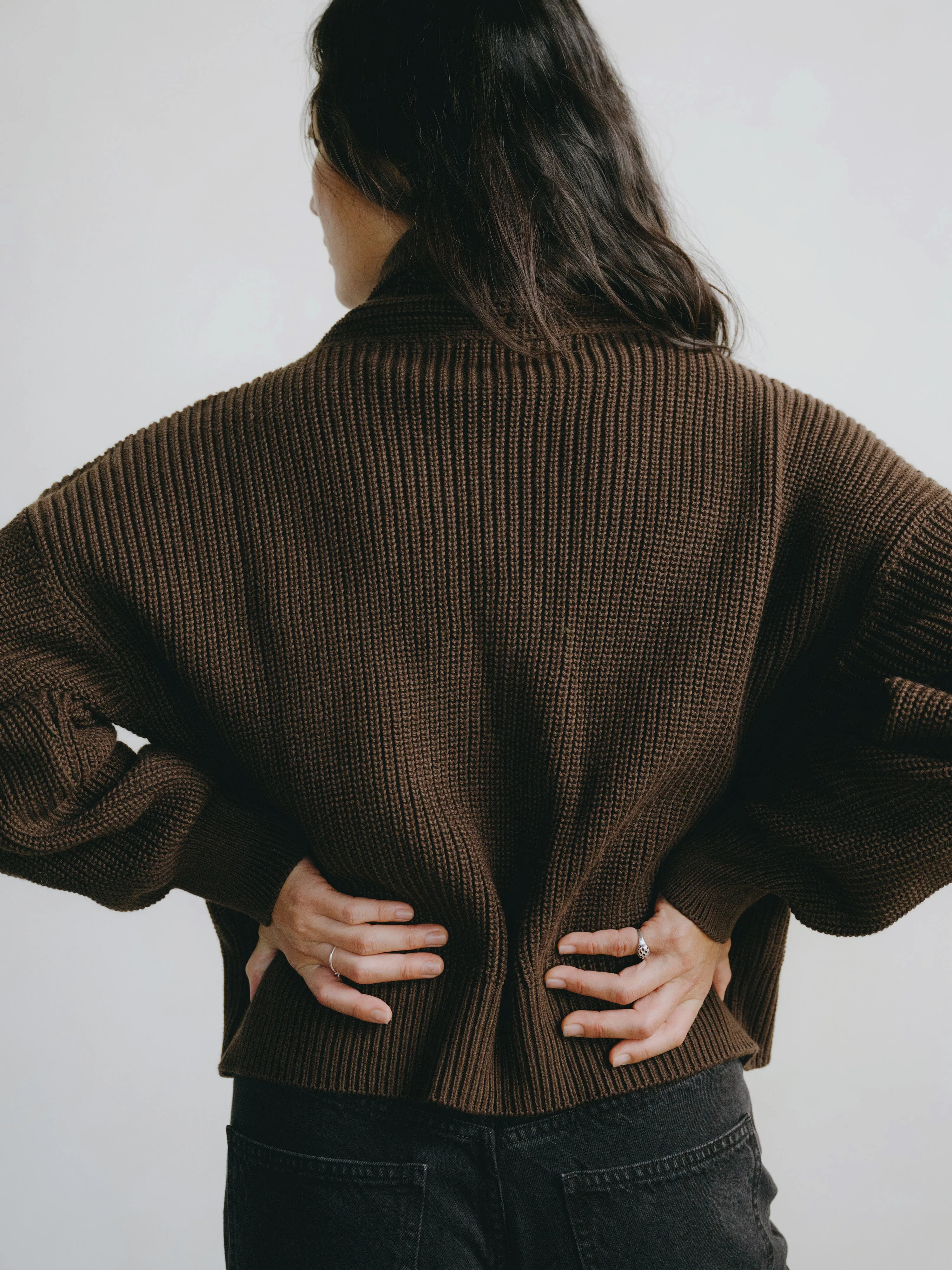 Sloan Cardigan, Organic Tanguis Cotton, Chocolate sold by Ozma product image thumbnail 4