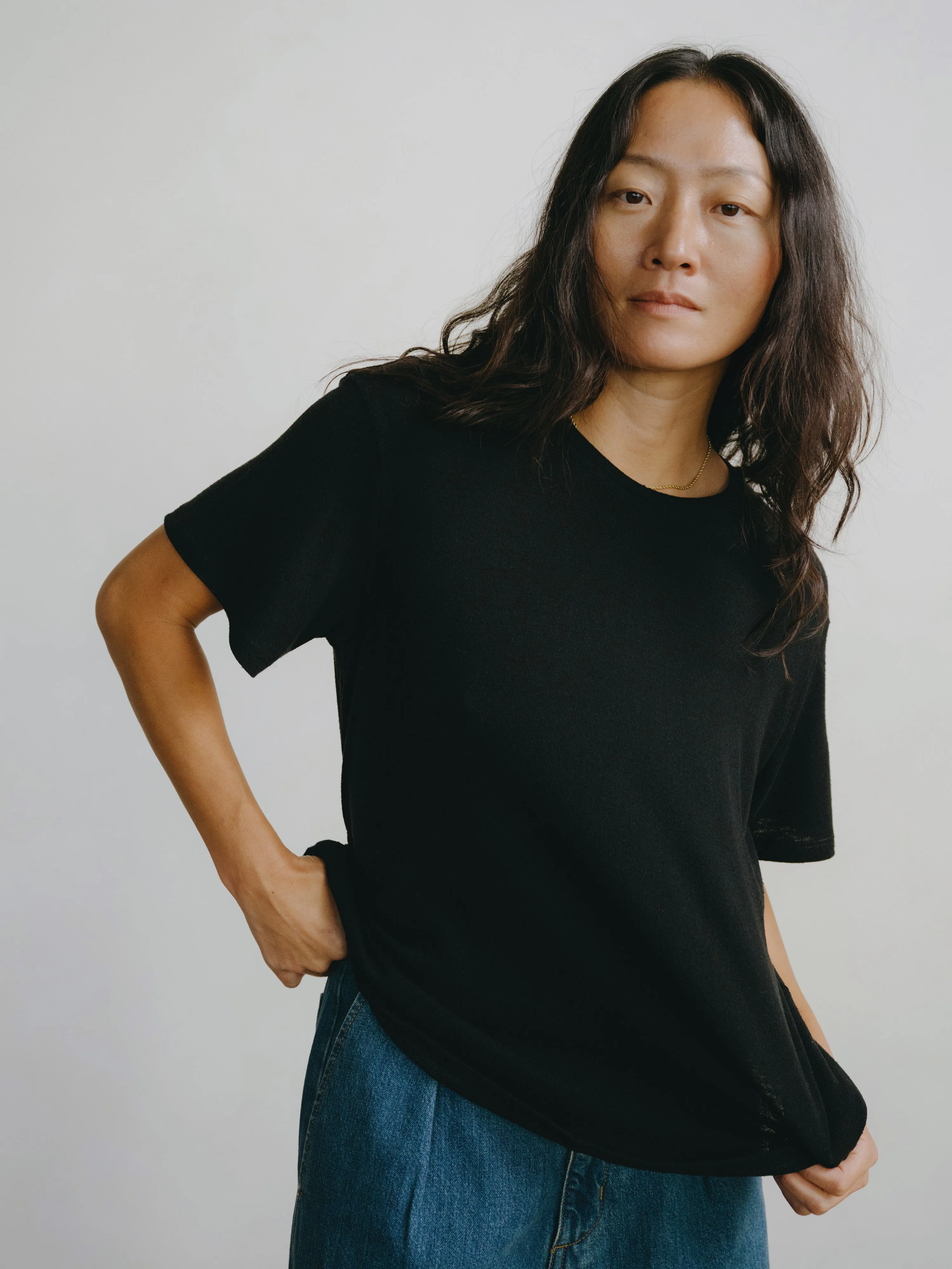 Big Tee, Regen Silk Noil Jersey, Black sold by Ozma product image thumbnail 4