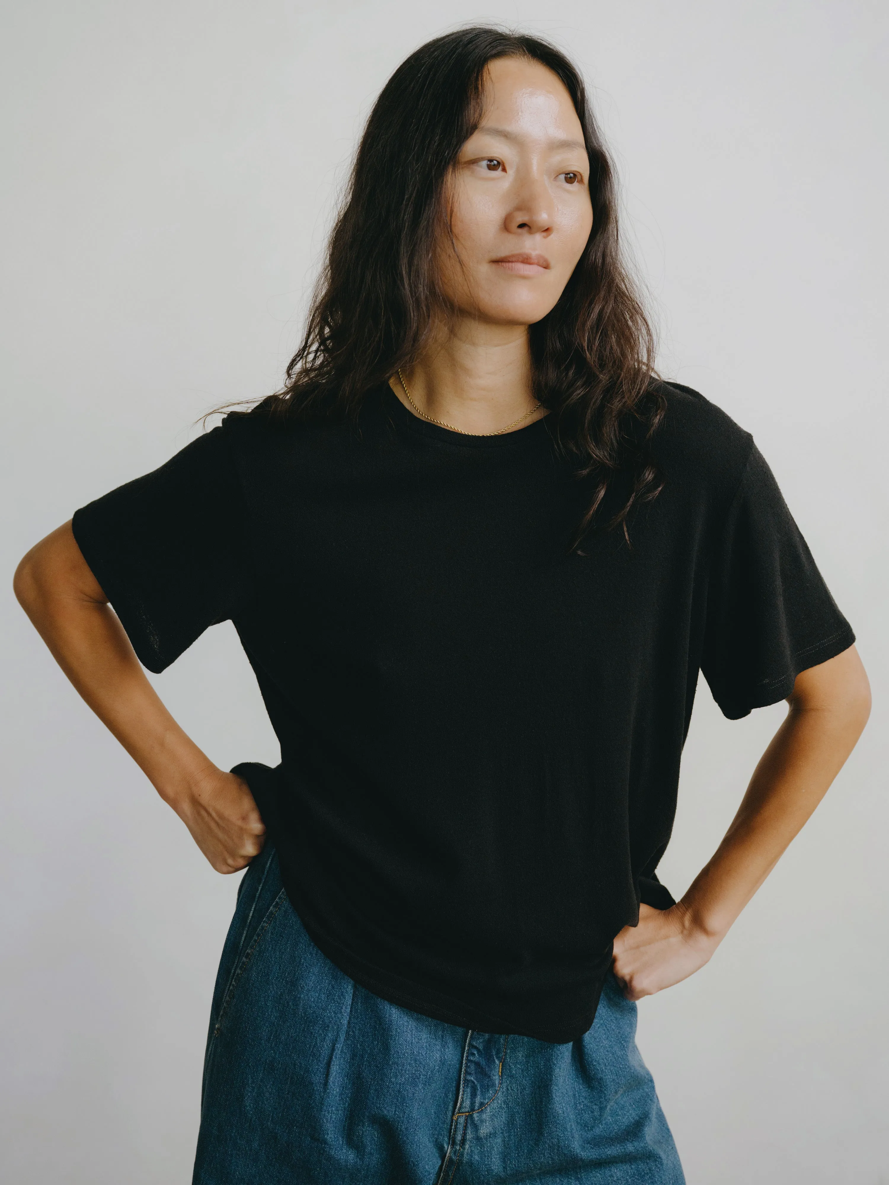 Big Tee, Regen Silk Noil Jersey, Black sold by Ozma product image thumbnail 3