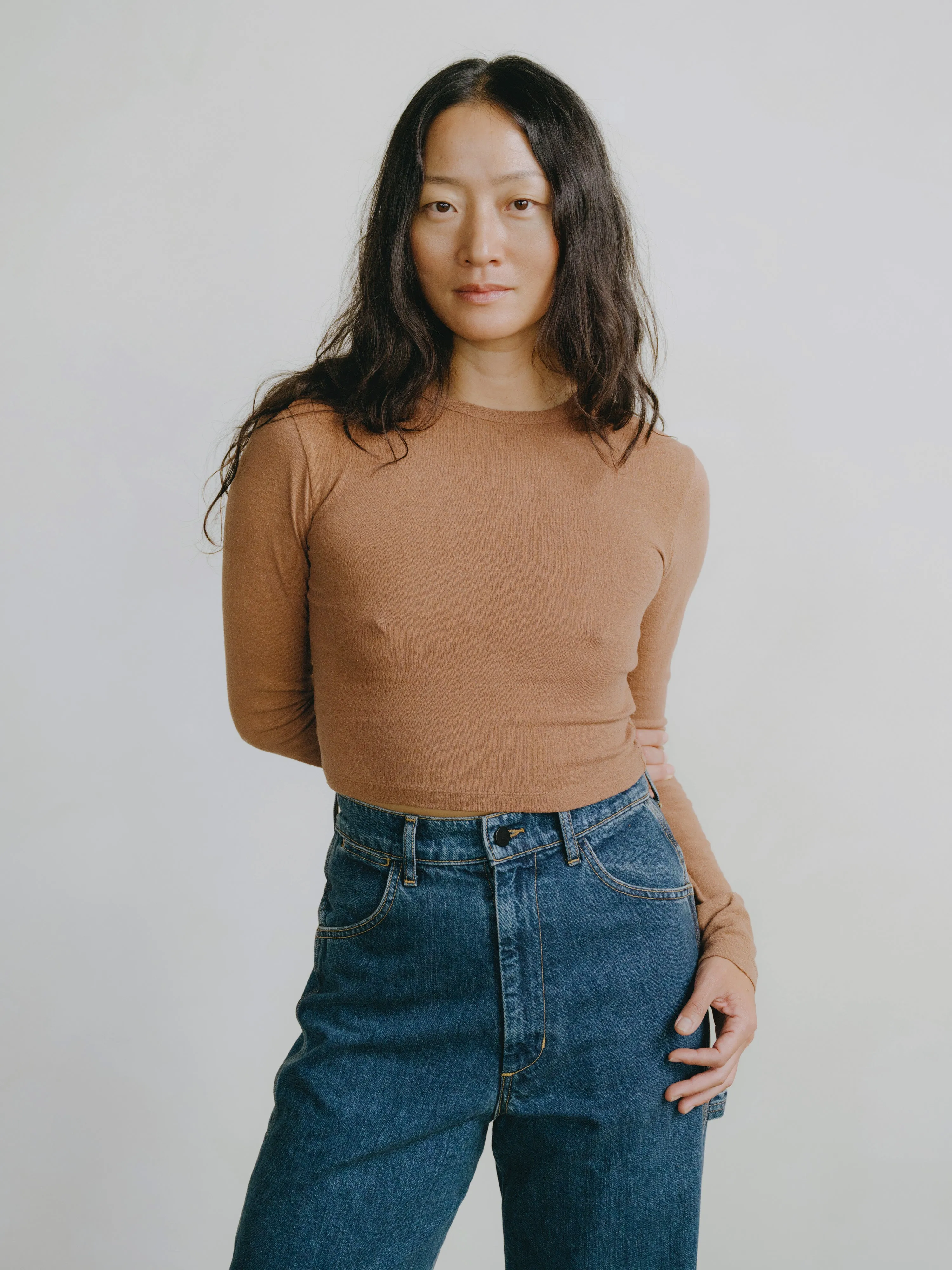 Lia Top, Regen Silk Noil Jersey, Terracotta sold by Ozma