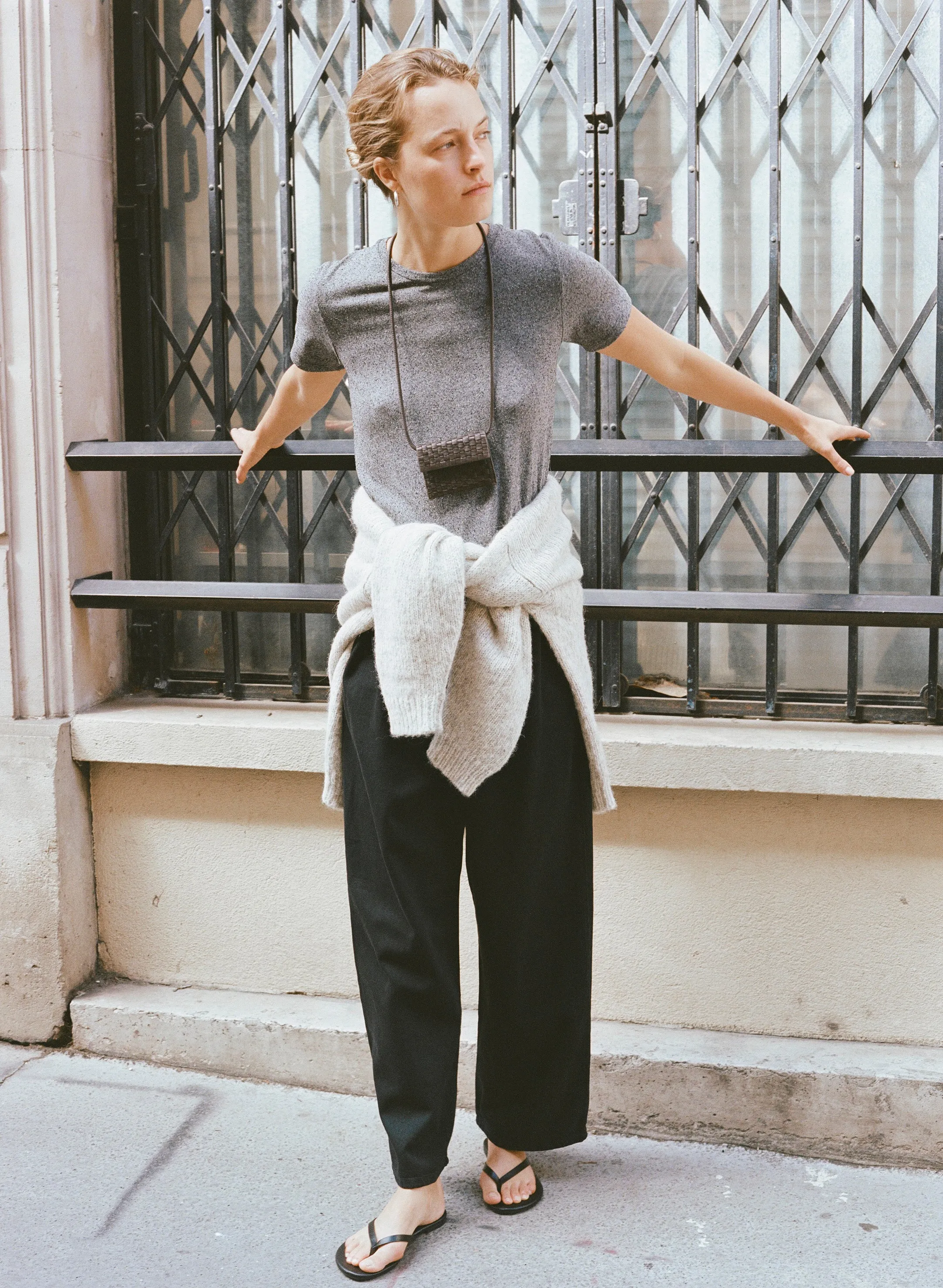 Classic Tee, Regen Silk Noil Jersey, Charcoal sold by Ozma product image thumbnail 4