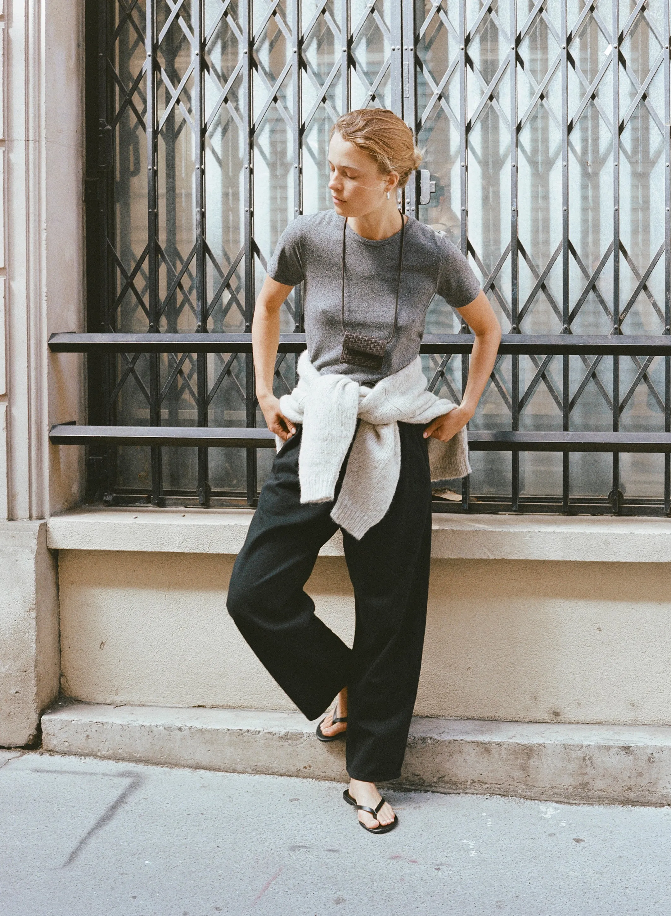 Classic Tee, Regen Silk Noil Jersey, Charcoal sold by Ozma product image thumbnail 3