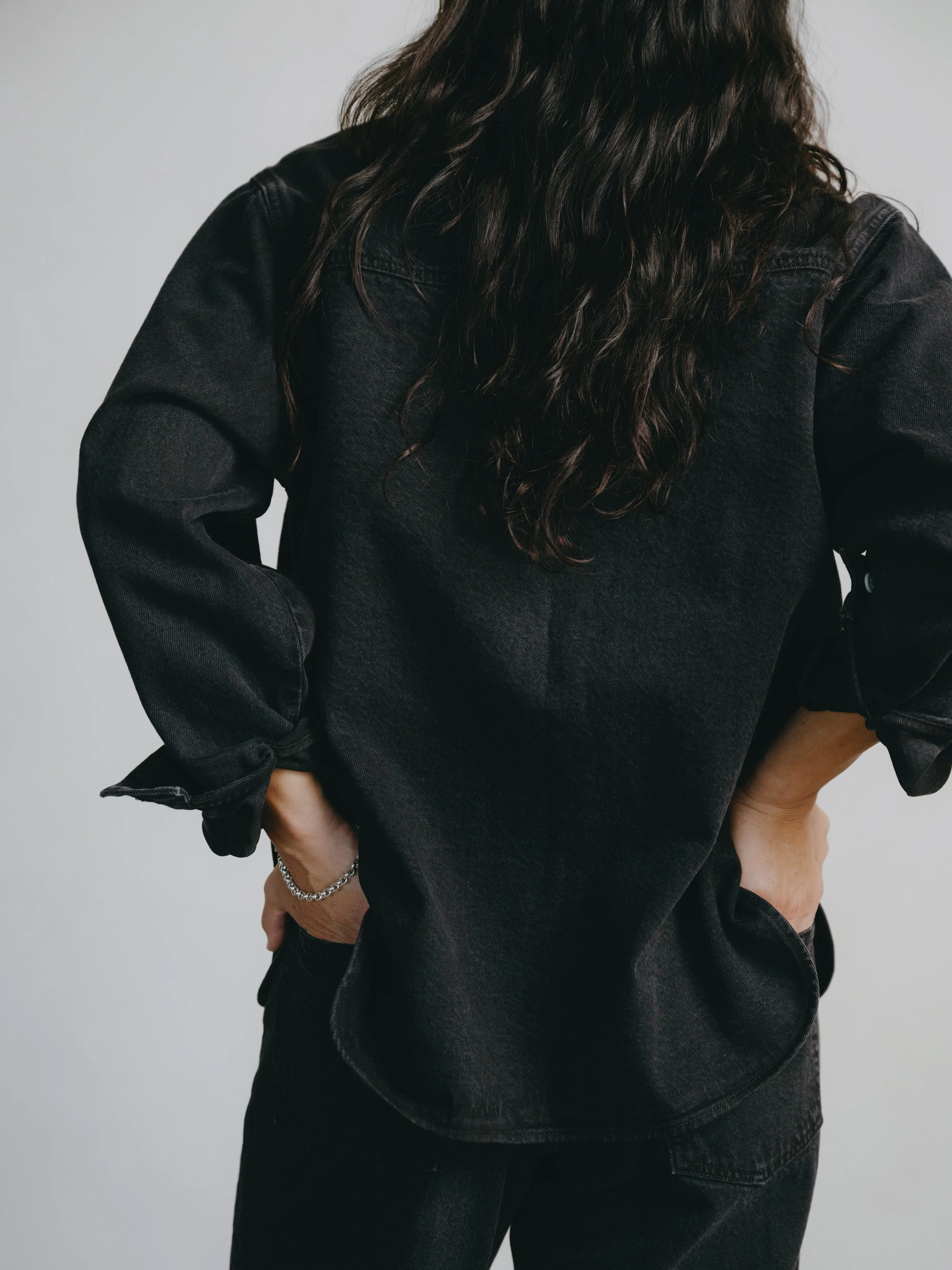 Denim Marcie Shirt, Recycled Denim, Vintage Black sold by Ozma product image thumbnail 4