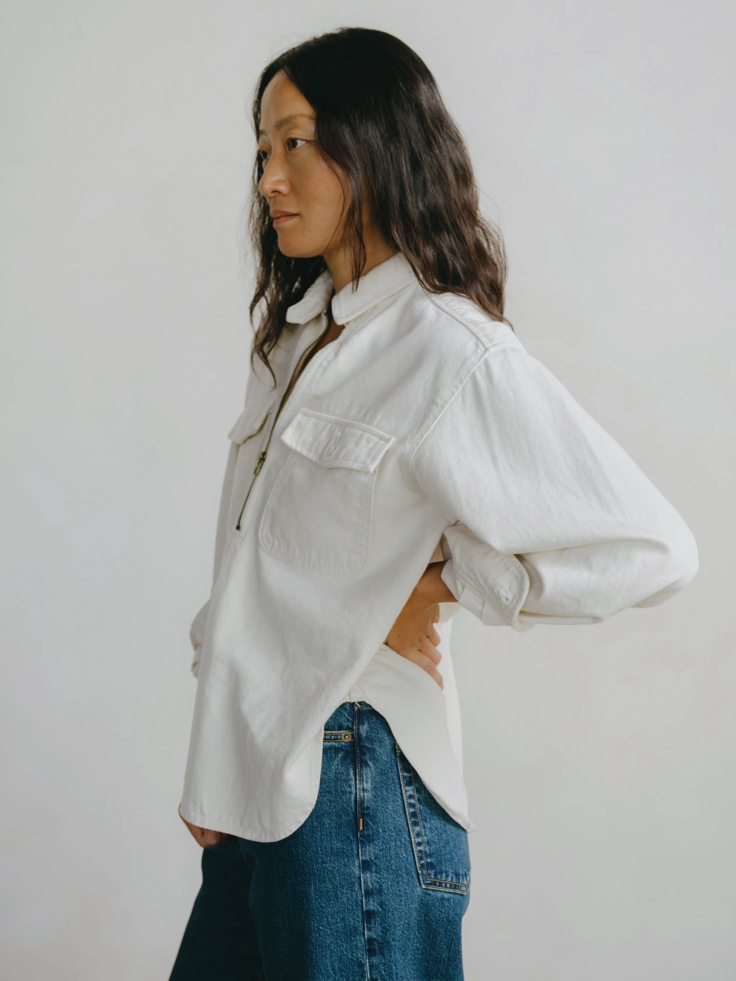 Zip Popover, Broken Twill, Putty sold by Ozma product image thumbnail 3