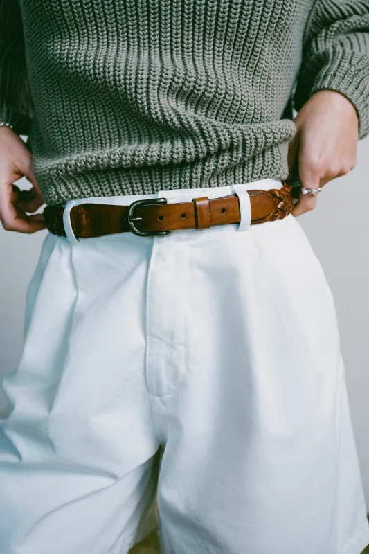Braided Belt, Leather, Brown sold by Ozma