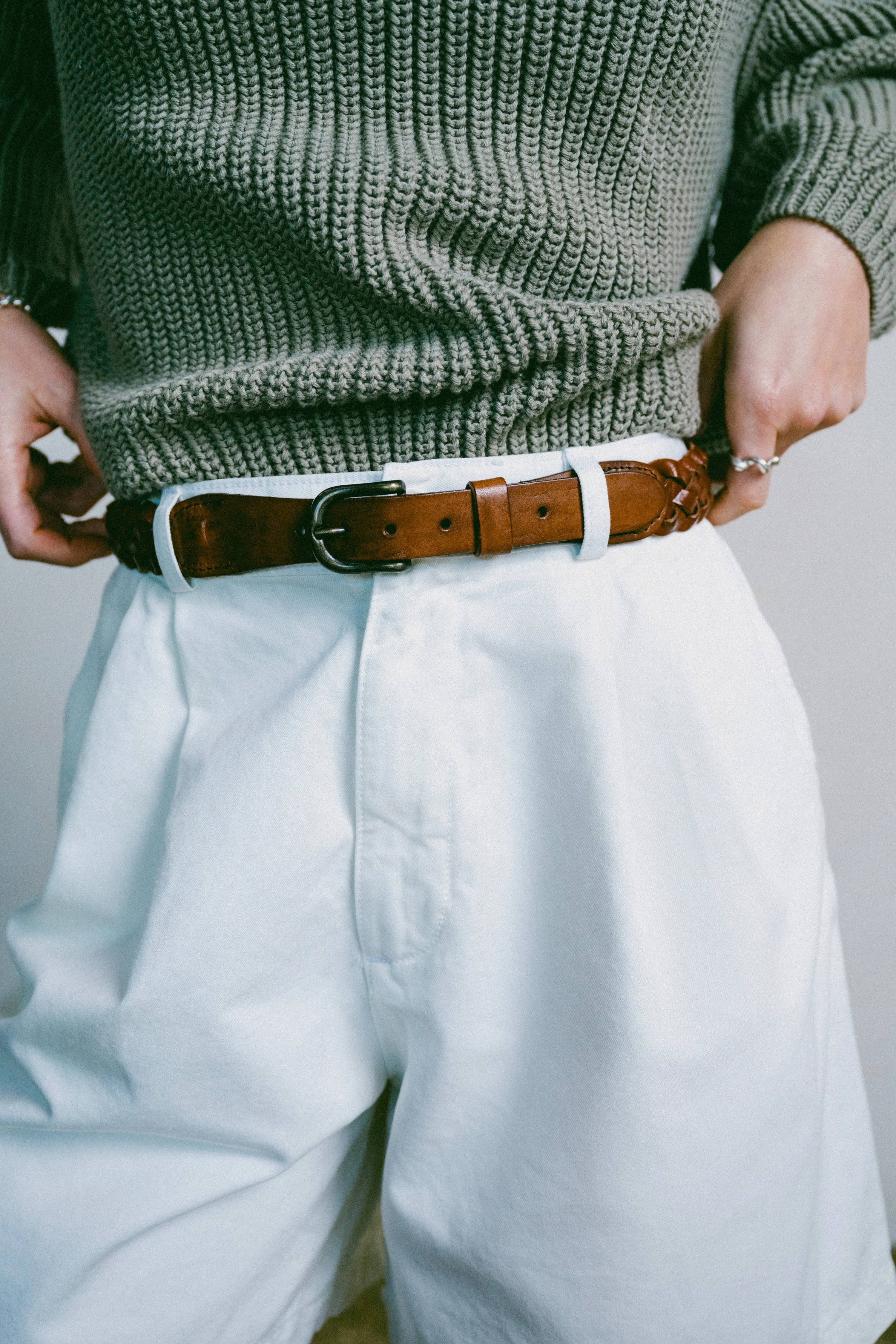 Braided Belt, Leather, Brown sold by Ozma