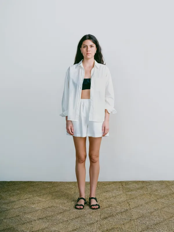 All Day Short, Organic Cotton Poplin, Natural sold by Ozma
