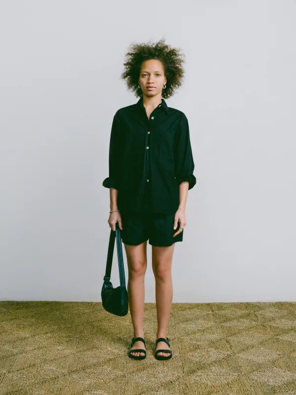 All Day Short, Organic Cotton Poplin, Black sold by Ozma