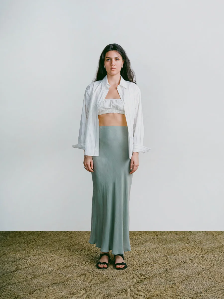 Harper Maxi Skirt, Japanese Cupro, Meadow sold by Ozma