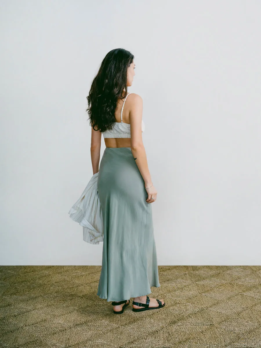Harper Maxi Skirt, Japanese Cupro, Meadow sold by Ozma product image thumbnail 4