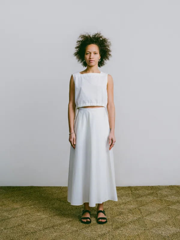 Bennett Skirt, Organic Poplin, Natural sold by Ozma