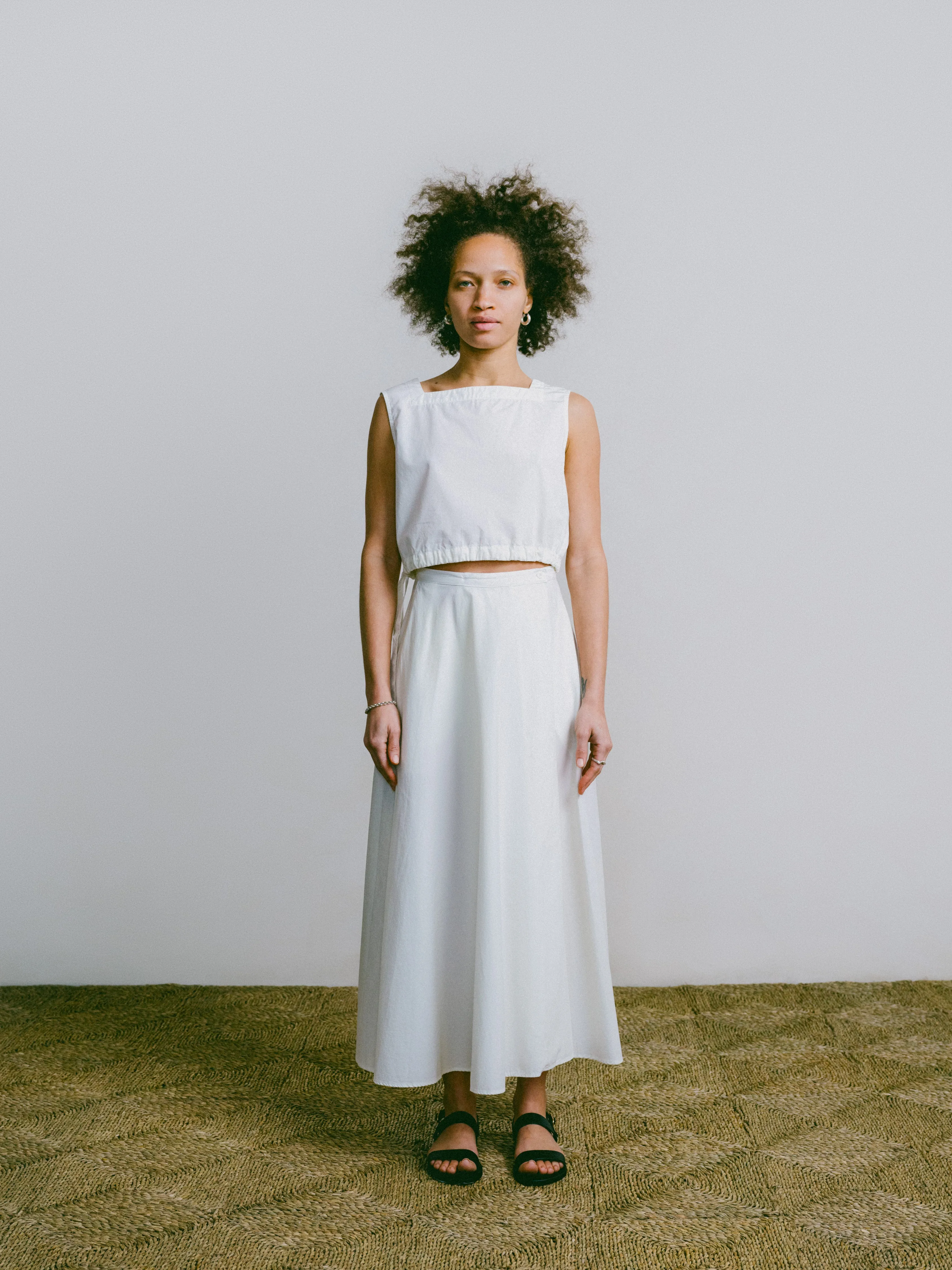 Bennett Skirt, Organic Poplin, Natural sold by Ozma