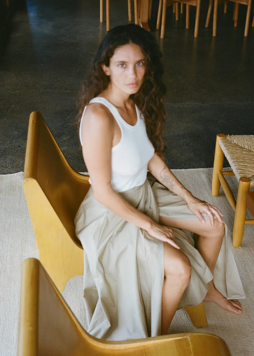 Bennett Skirt, Organic Poplin, Khaki sold by Ozma product image thumbnail 2