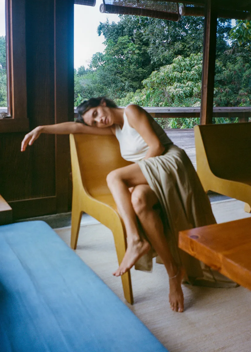 Bennett Skirt, Organic Poplin, Khaki sold by Ozma product image thumbnail 3