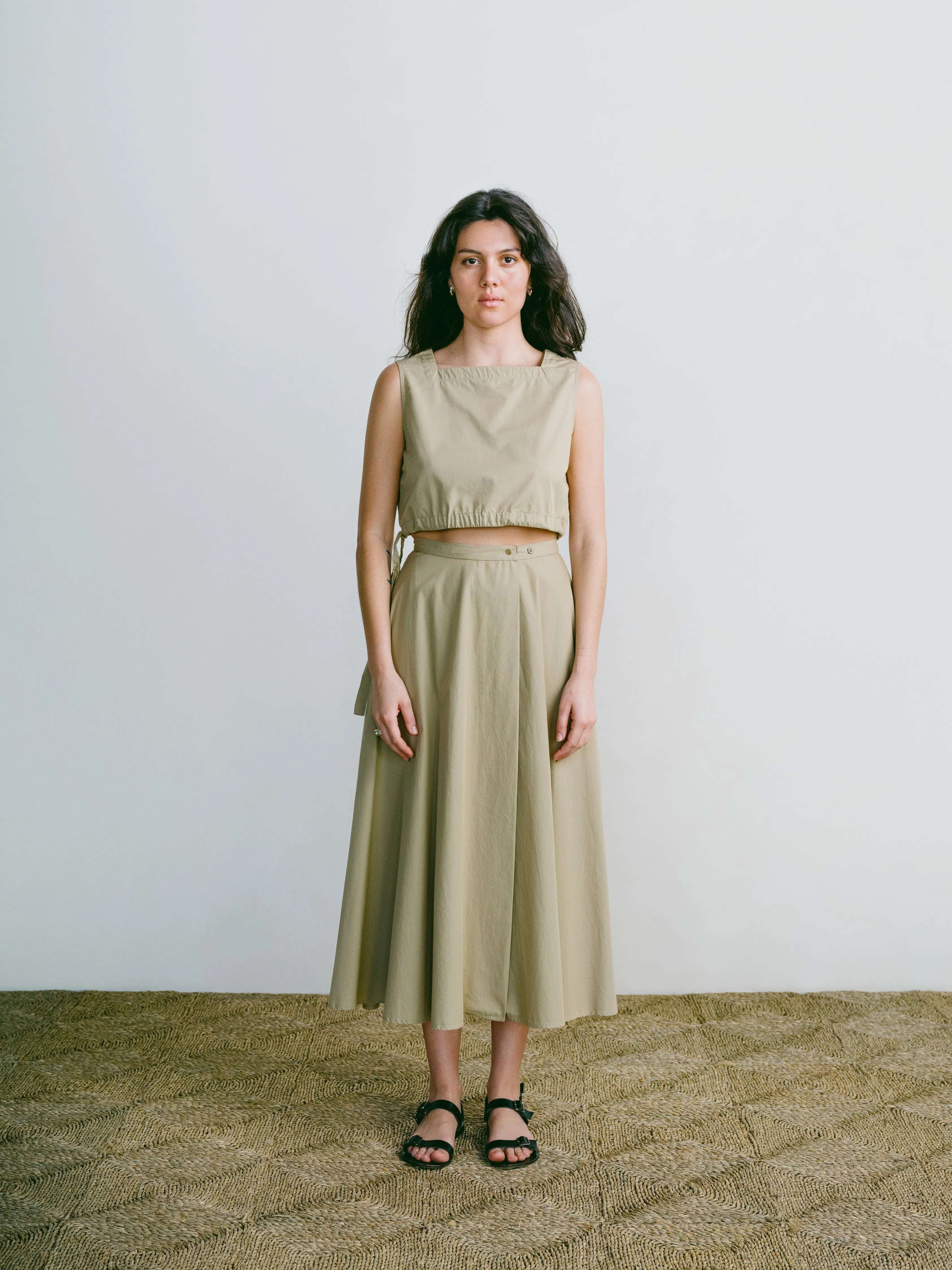 Bennett Skirt, Organic Poplin, Khaki sold by Ozma product image thumbnail 4