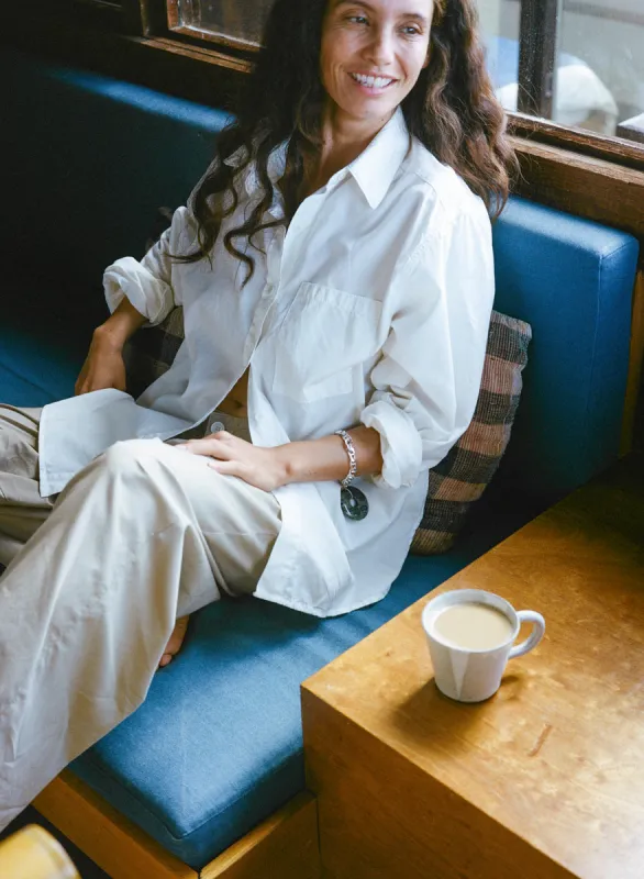 Marcie Shirt, Organic Poplin, Natural sold by Ozma