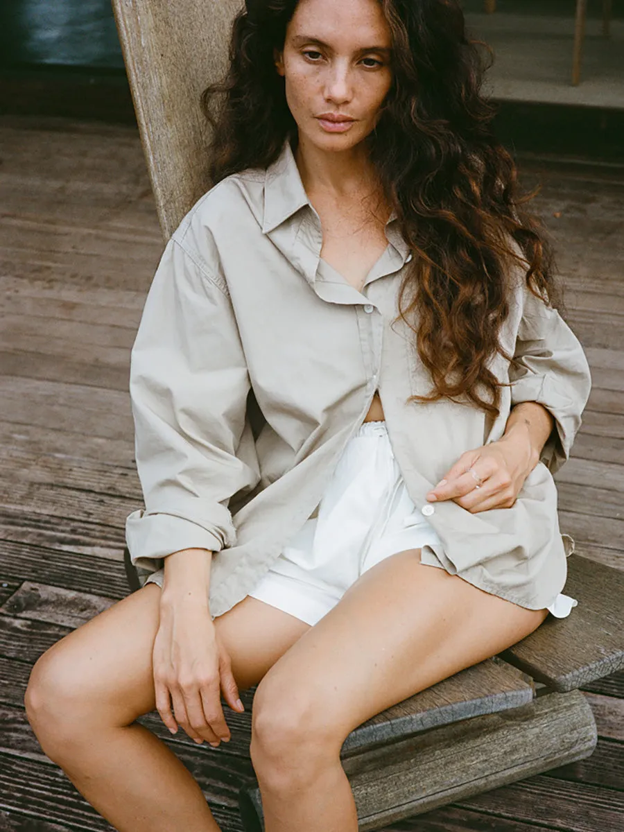 Marcie Shirt, Organic Poplin, Khaki sold by Ozma product image thumbnail 5