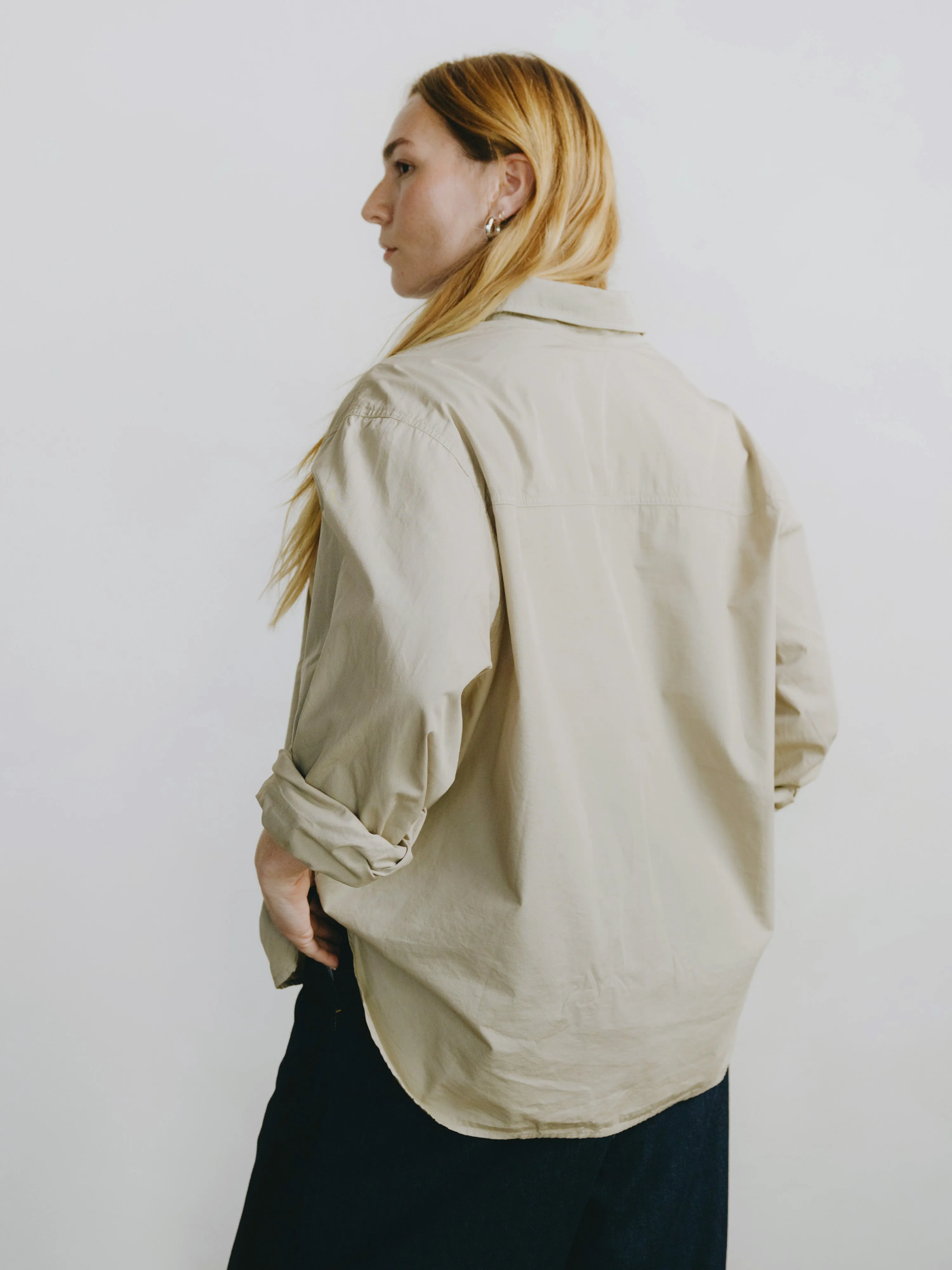 Marcie Shirt, Organic Poplin, Khaki sold by Ozma product image thumbnail 3