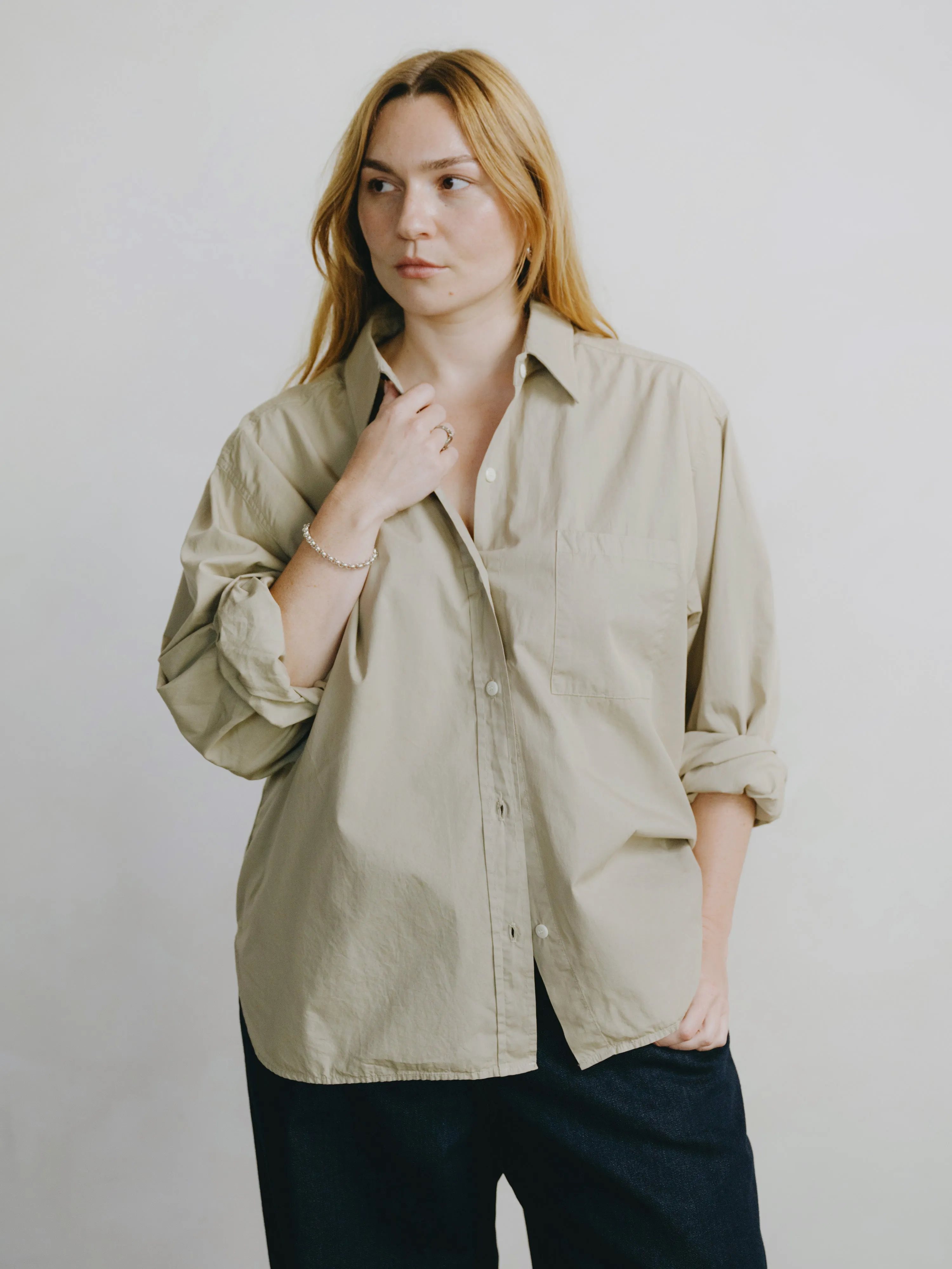 Marcie Shirt, Organic Poplin, Khaki sold by Ozma product image thumbnail 2