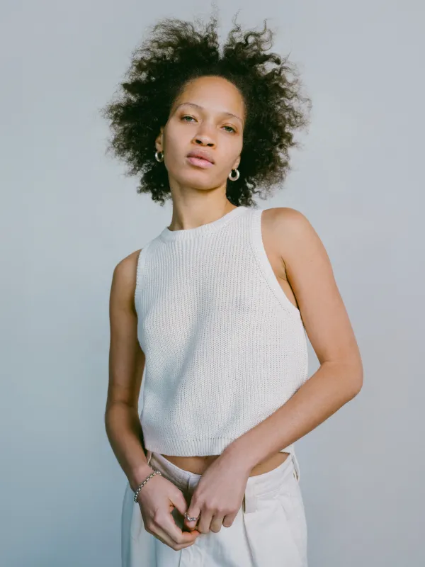 Mona Tank, Organic Cotton, Ecru sold by Ozma
