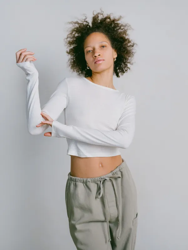 Lia Top, Regen Silk Noil Jersey, Natural sold by Ozma