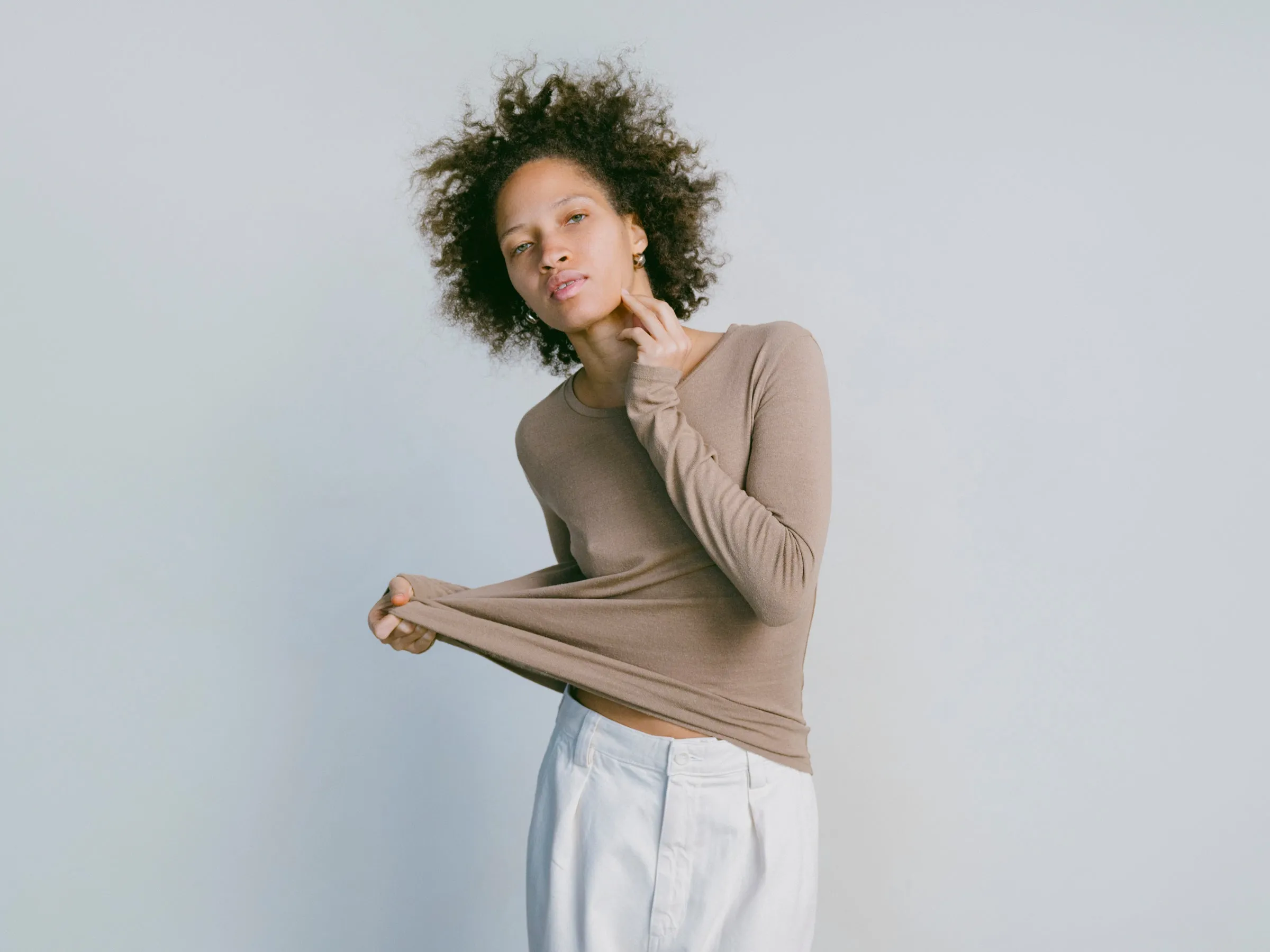 Classic Long Sleeve, Regen Silk Noil Jersey, Tea sold by Ozma product image thumbnail 3