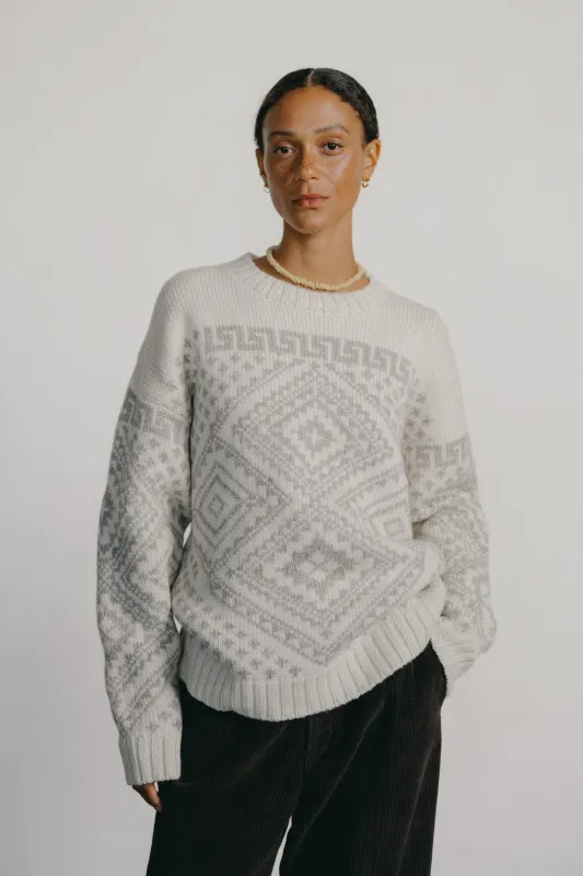 Diamond Crew, Highland Wool, Cream sold by Ozma