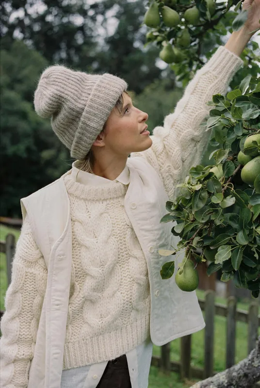 Quilted Vest, Regen Silk Noil, Natural sold by Ozma
