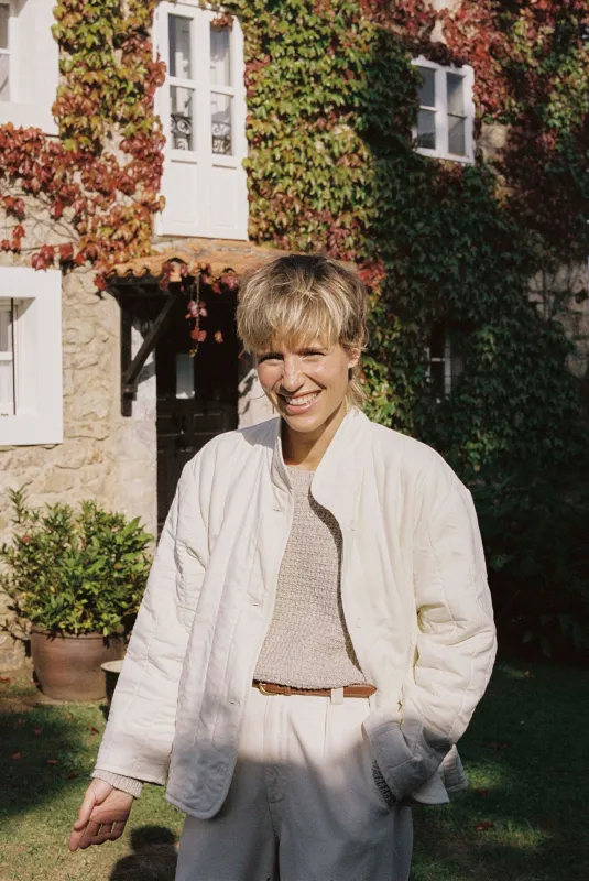 Quilted Coat, Regen Silk Noil, Natural sold by Ozma