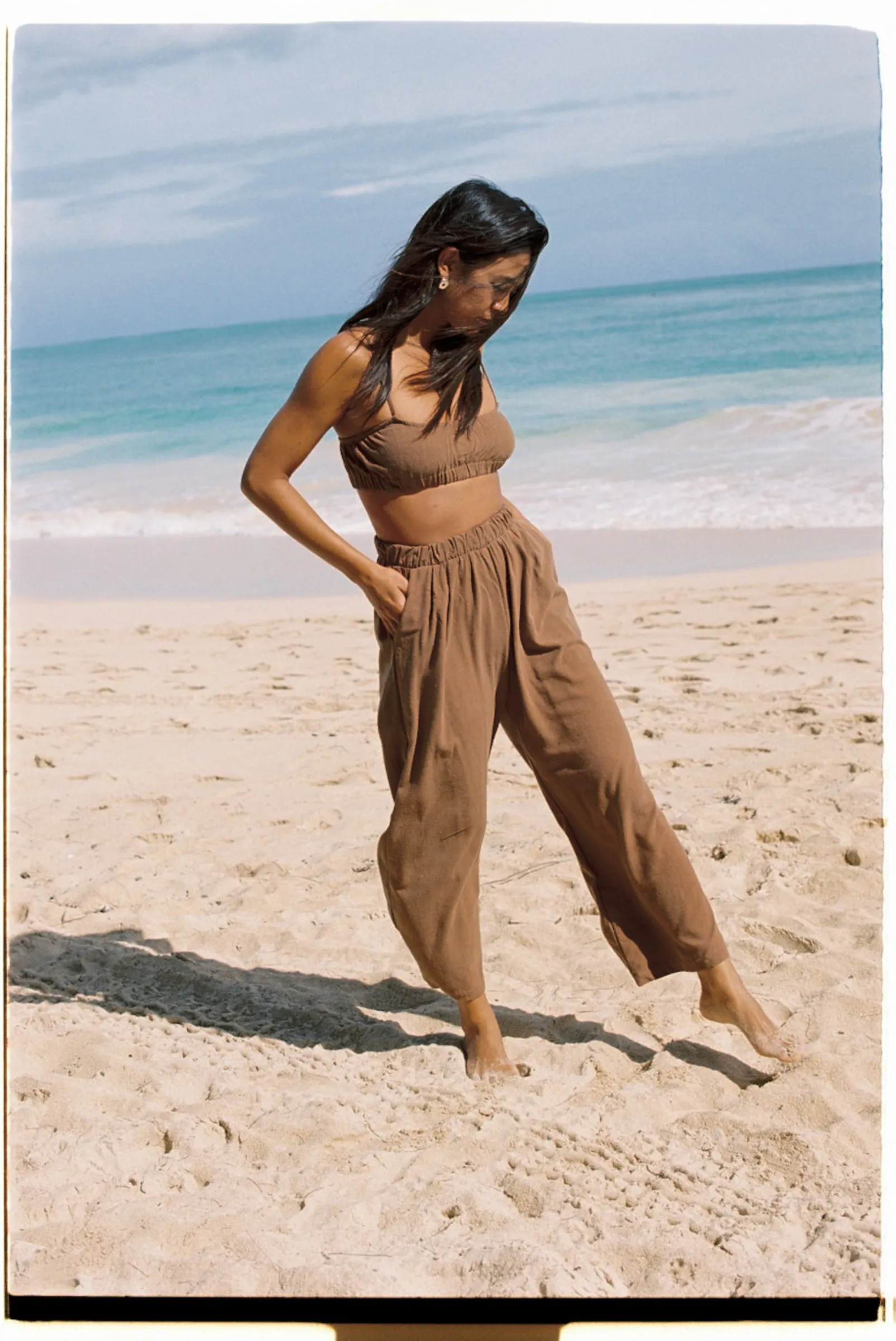 Crop Wide Leg, Regen Silk Noil, Umber sold by Ozma product image thumbnail 5