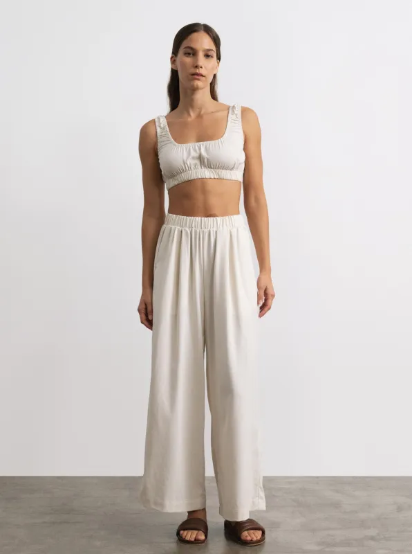 Crop Wide Leg, Regen Silk Noil, Natural sold by Ozma
