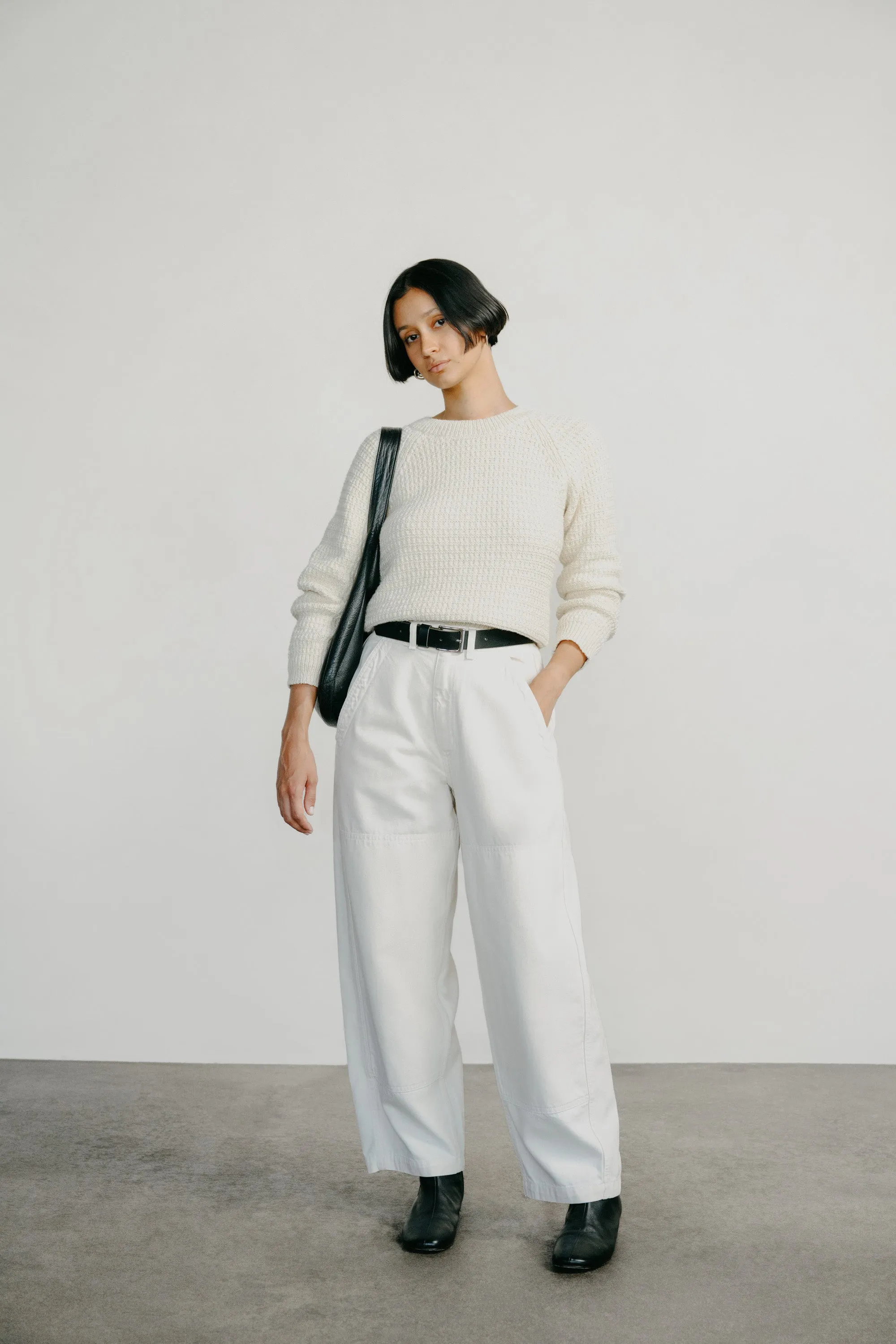 Barrett Waffle Knit Pullover, Alpaca Cotton, Cream sold by Ozma product image thumbnail 3