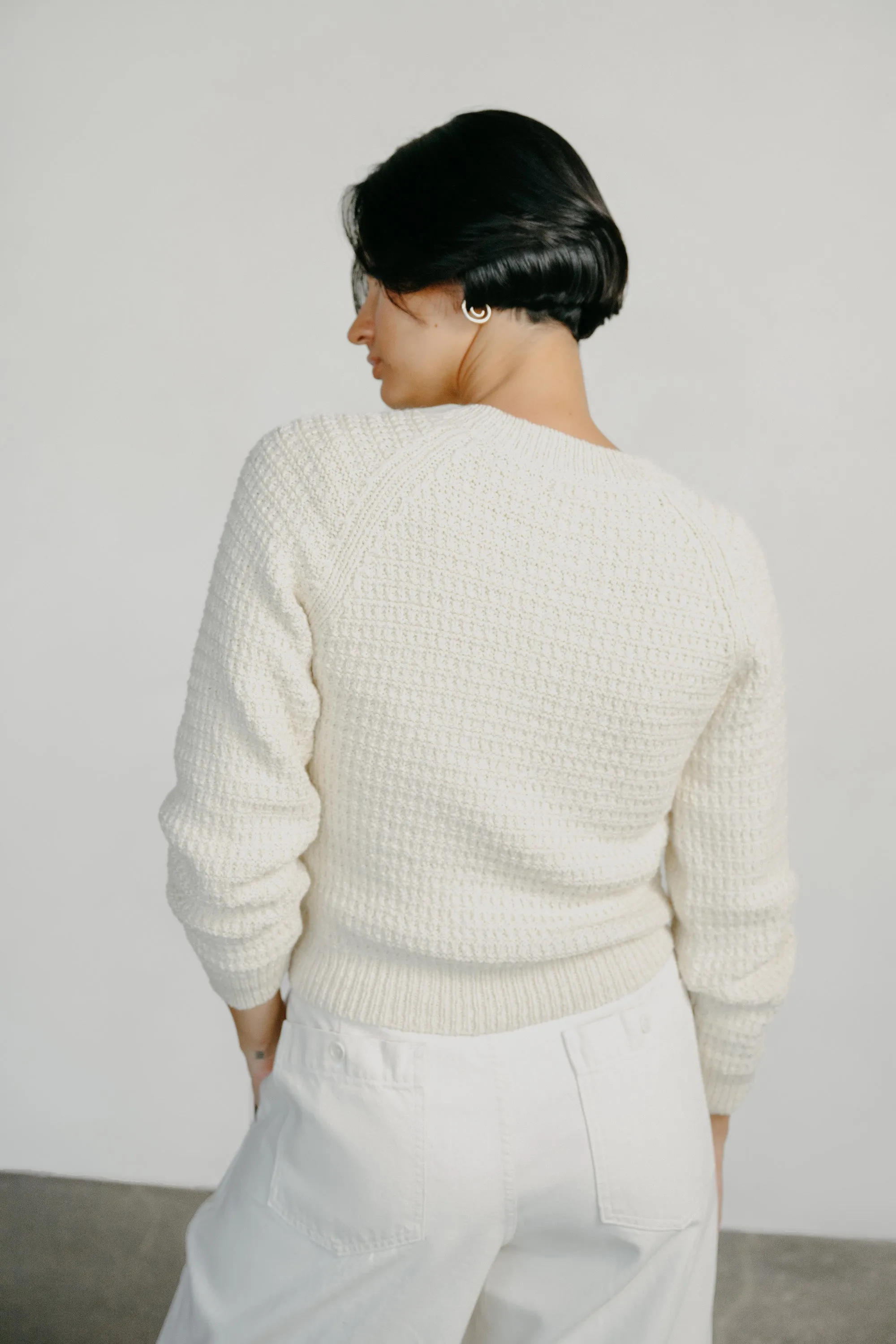 Barrett Waffle Knit Pullover, Alpaca Cotton, Cream sold by Ozma product image thumbnail 4