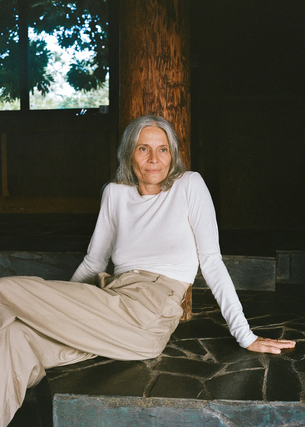 Classic Long Sleeve, Regen Silk Noil Jersey, Natural sold by Ozma product image thumbnail 4