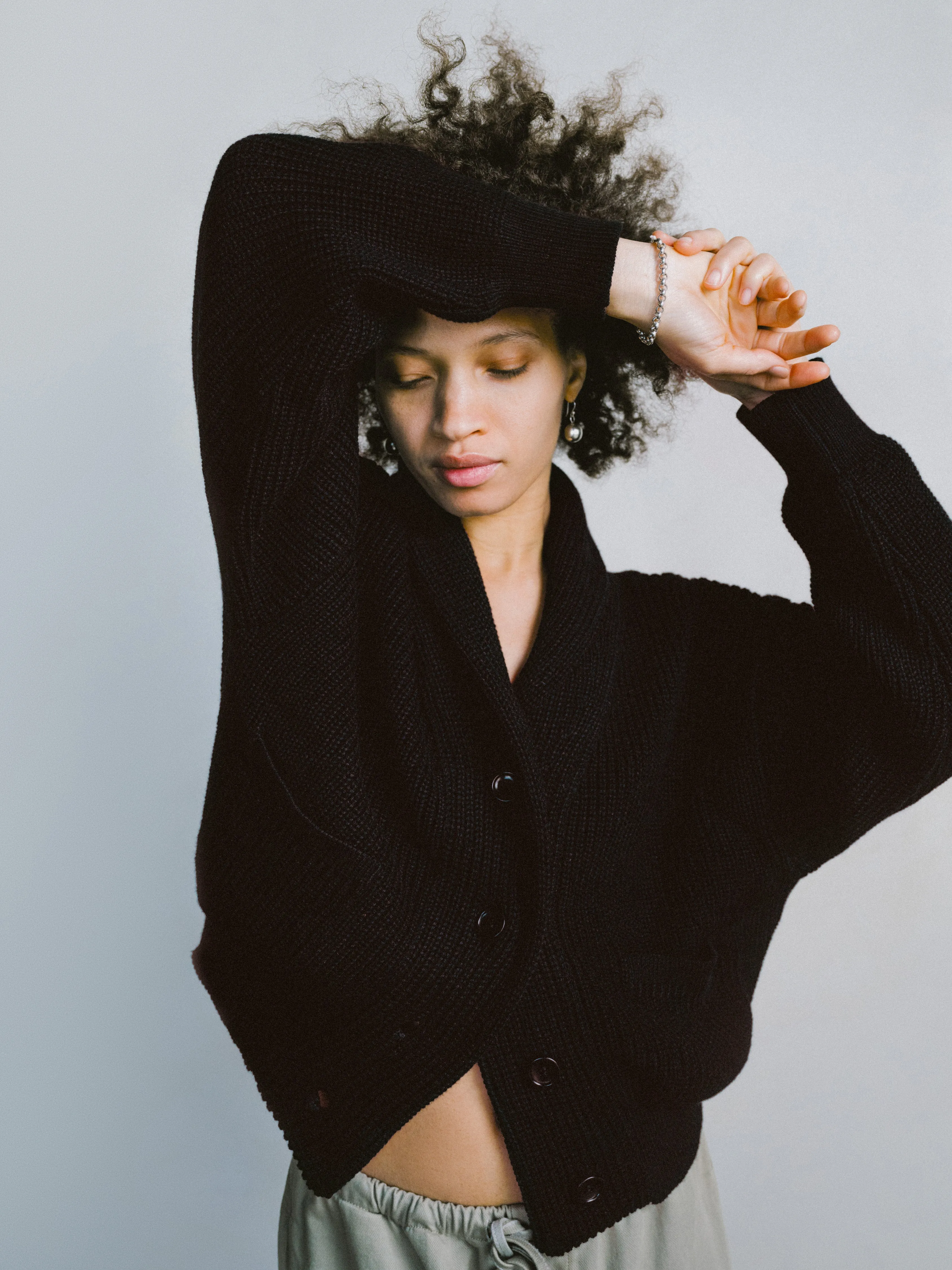 Sloan Cardigan, Organic Tanguis Cotton, Black sold by Ozma product image thumbnail 3