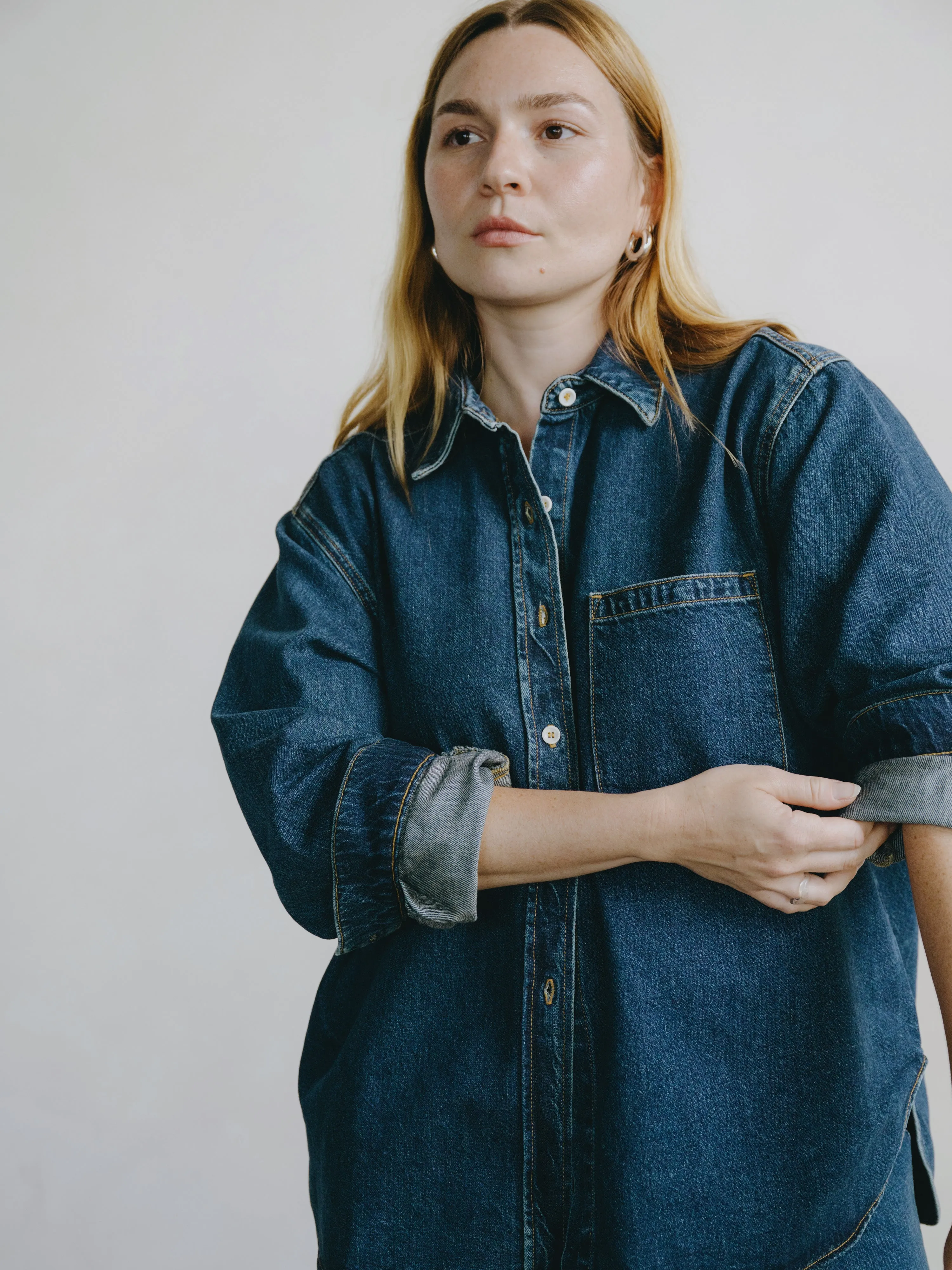 Denim Marcie Shirt, Tencel Denim, Vintage Dark sold by Ozma product image thumbnail 3