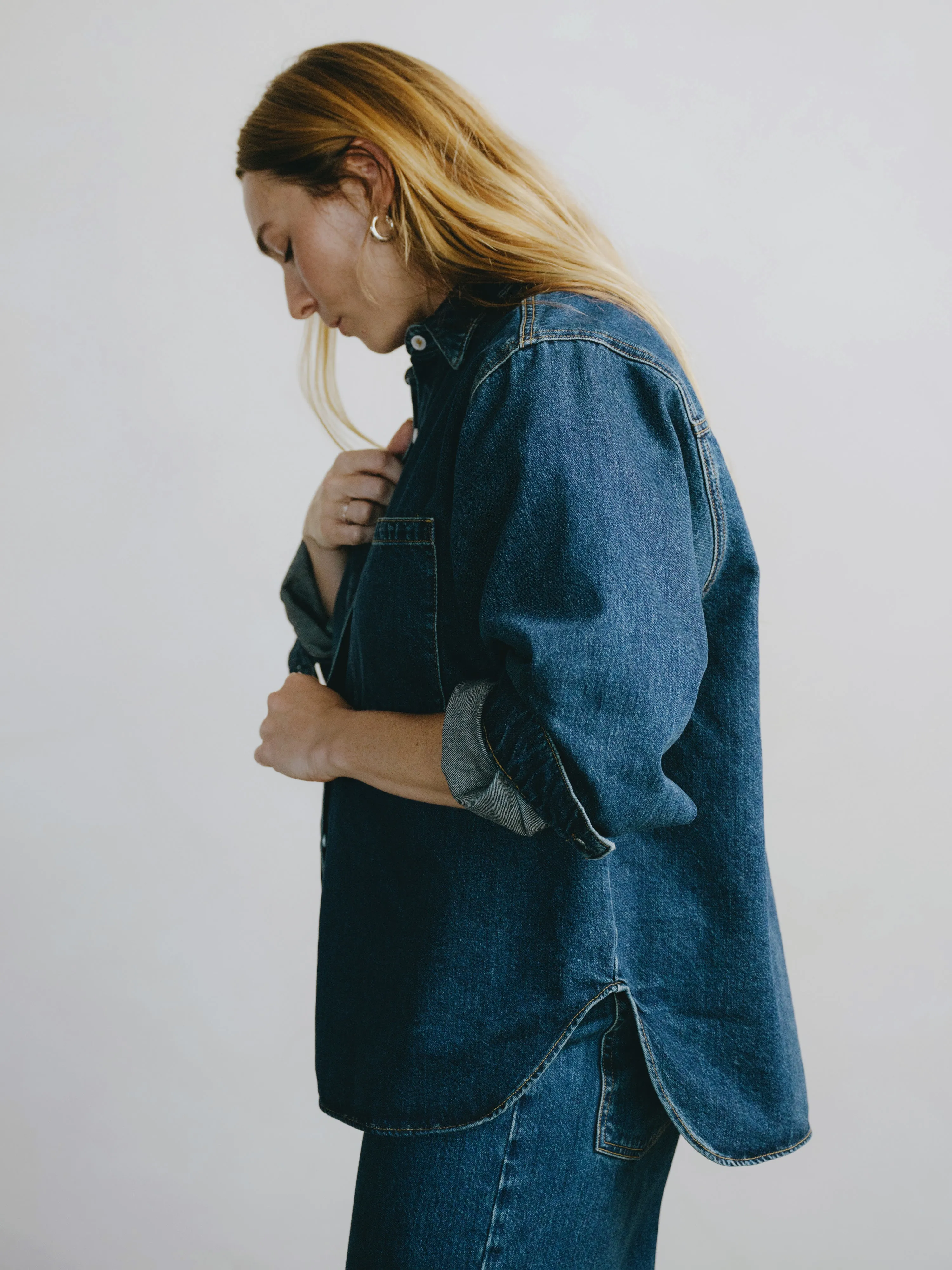 Denim Marcie Shirt, Tencel Denim, Vintage Dark sold by Ozma product image thumbnail 4