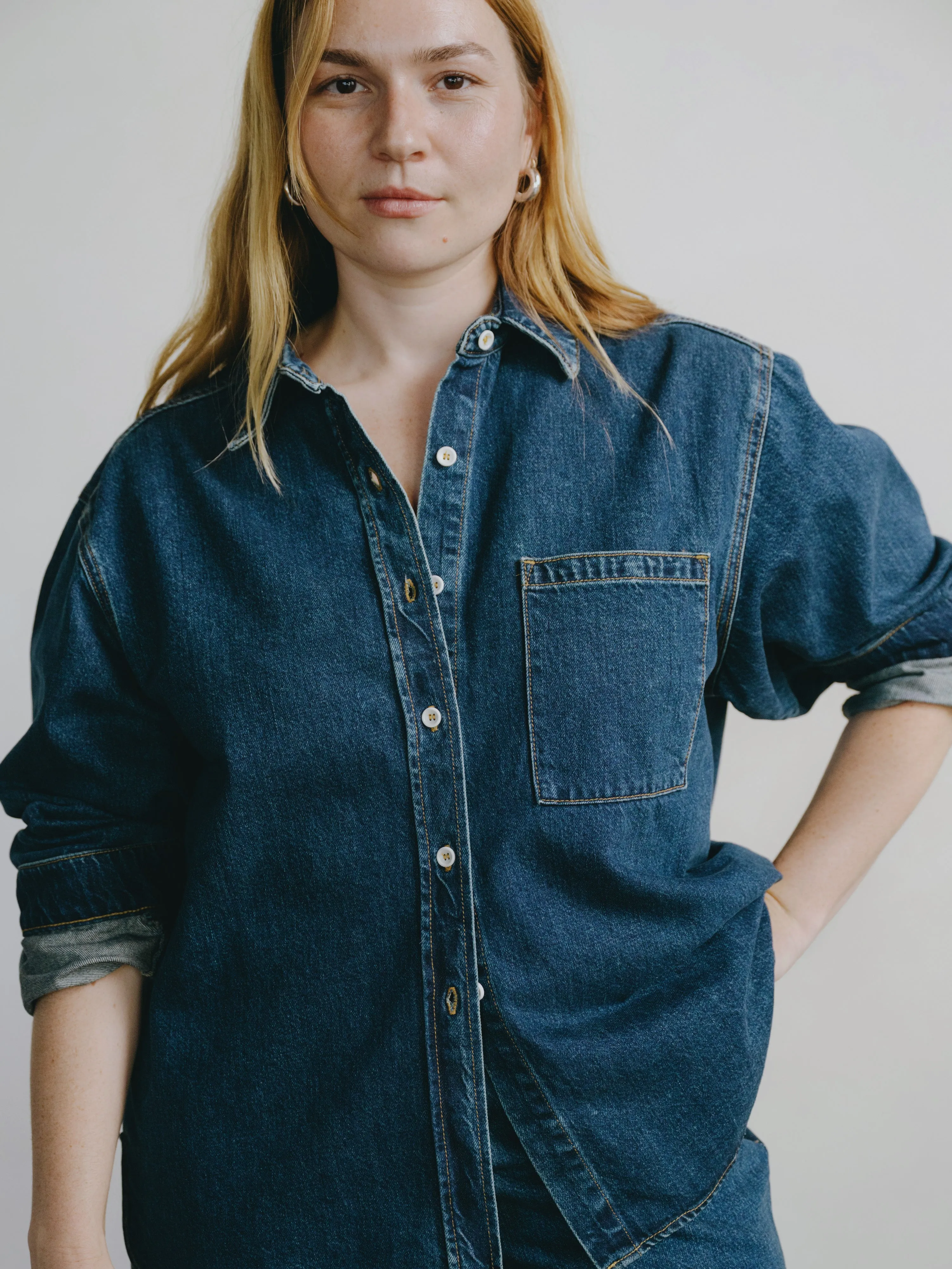 Denim Marcie Shirt, Tencel Denim, Vintage Dark sold by Ozma product image thumbnail 2