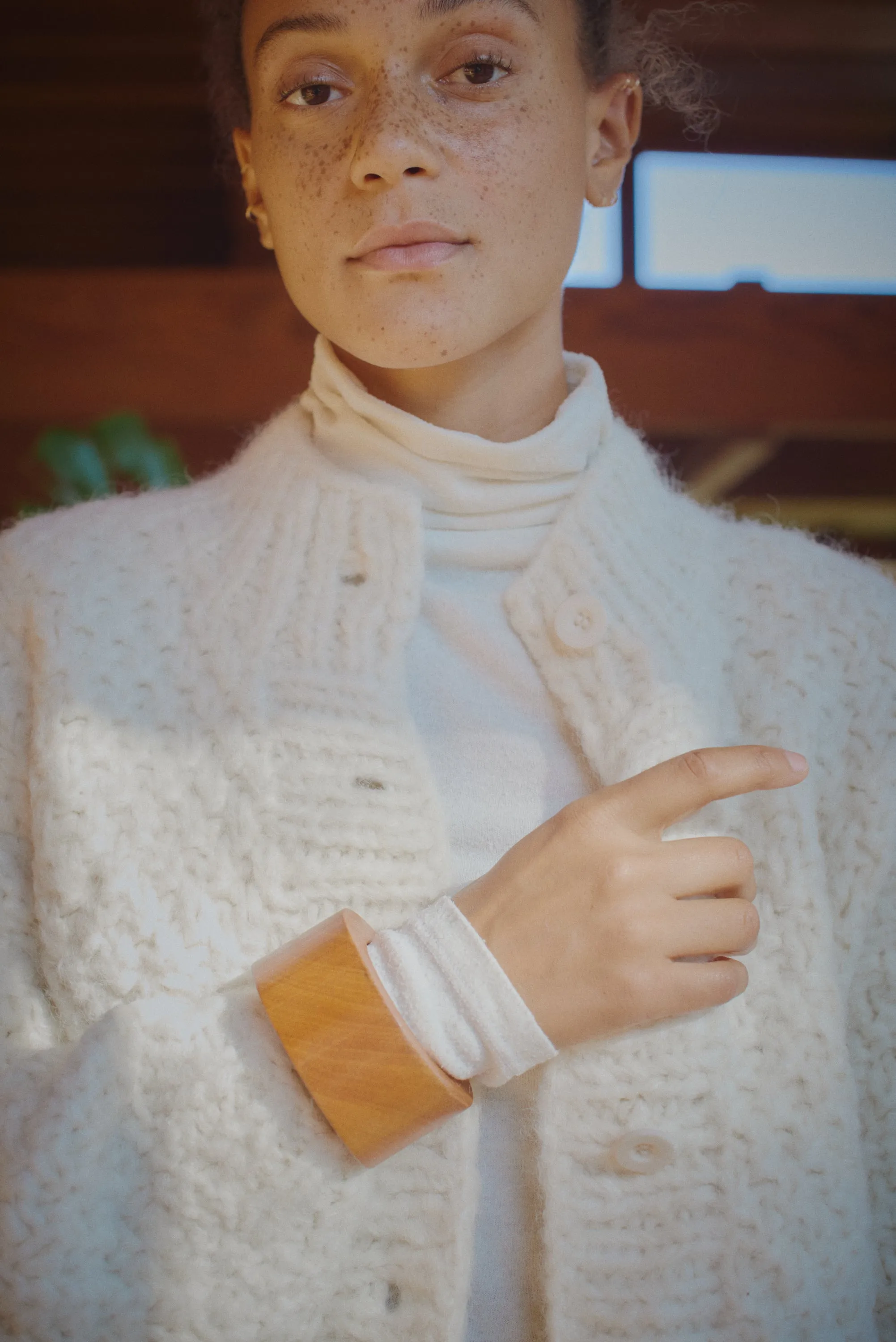 Bell Hand Knit Cardigan, Alpaca Blend, Cream sold by Ozma product image thumbnail 4