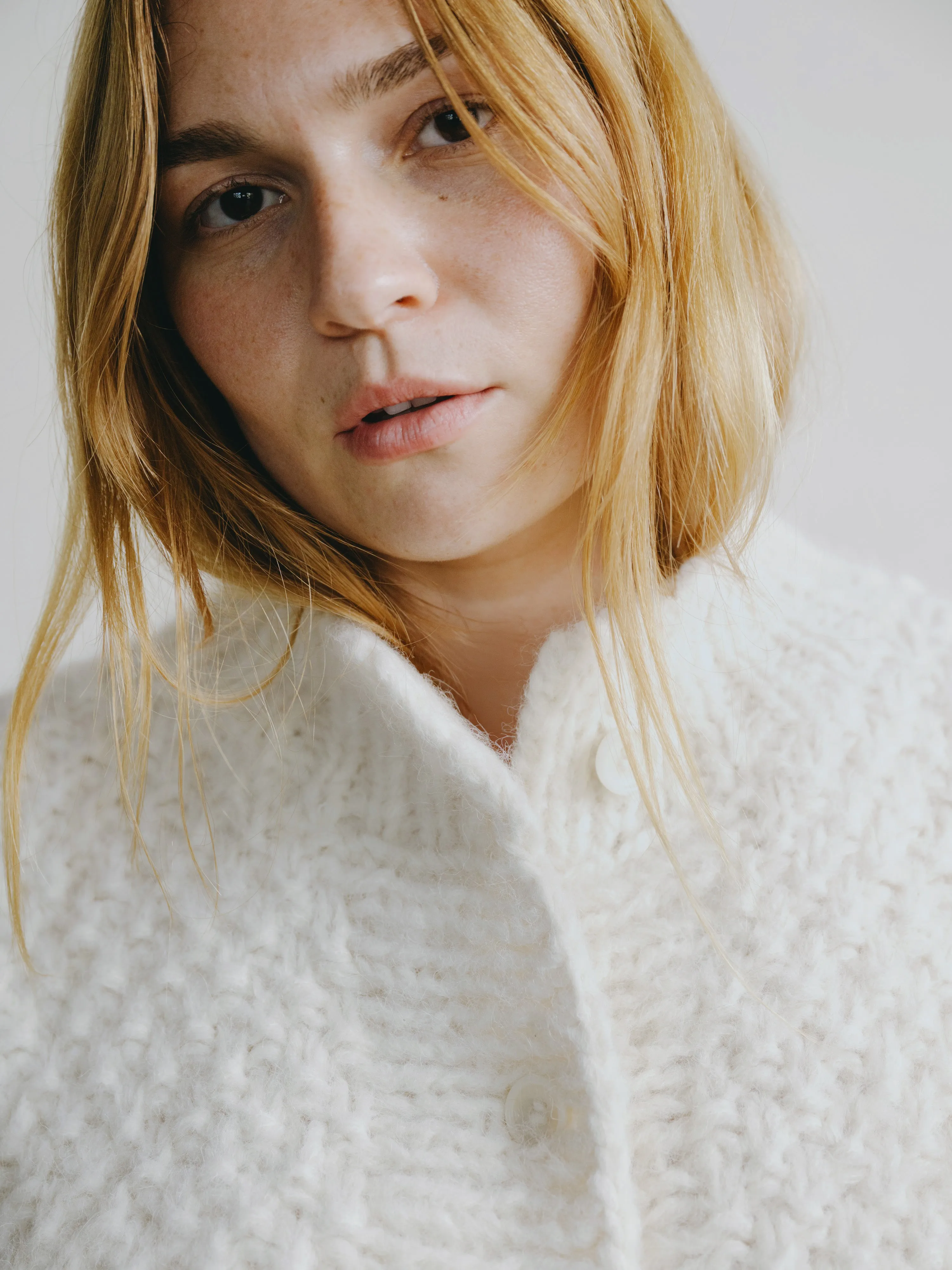 Bell Hand Knit Cardigan, Alpaca Blend, Cream sold by Ozma product image thumbnail 2